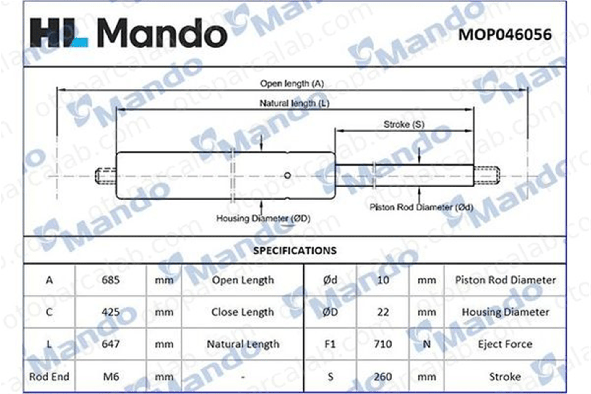 MANDO MOP046056 Bagaj Amortisörü Sağ veya Sol VW TRANSPORTER T4 Panelvan/Van TRANSPORTER T4 Minibüs/Otobüs MOP046056 701829331D