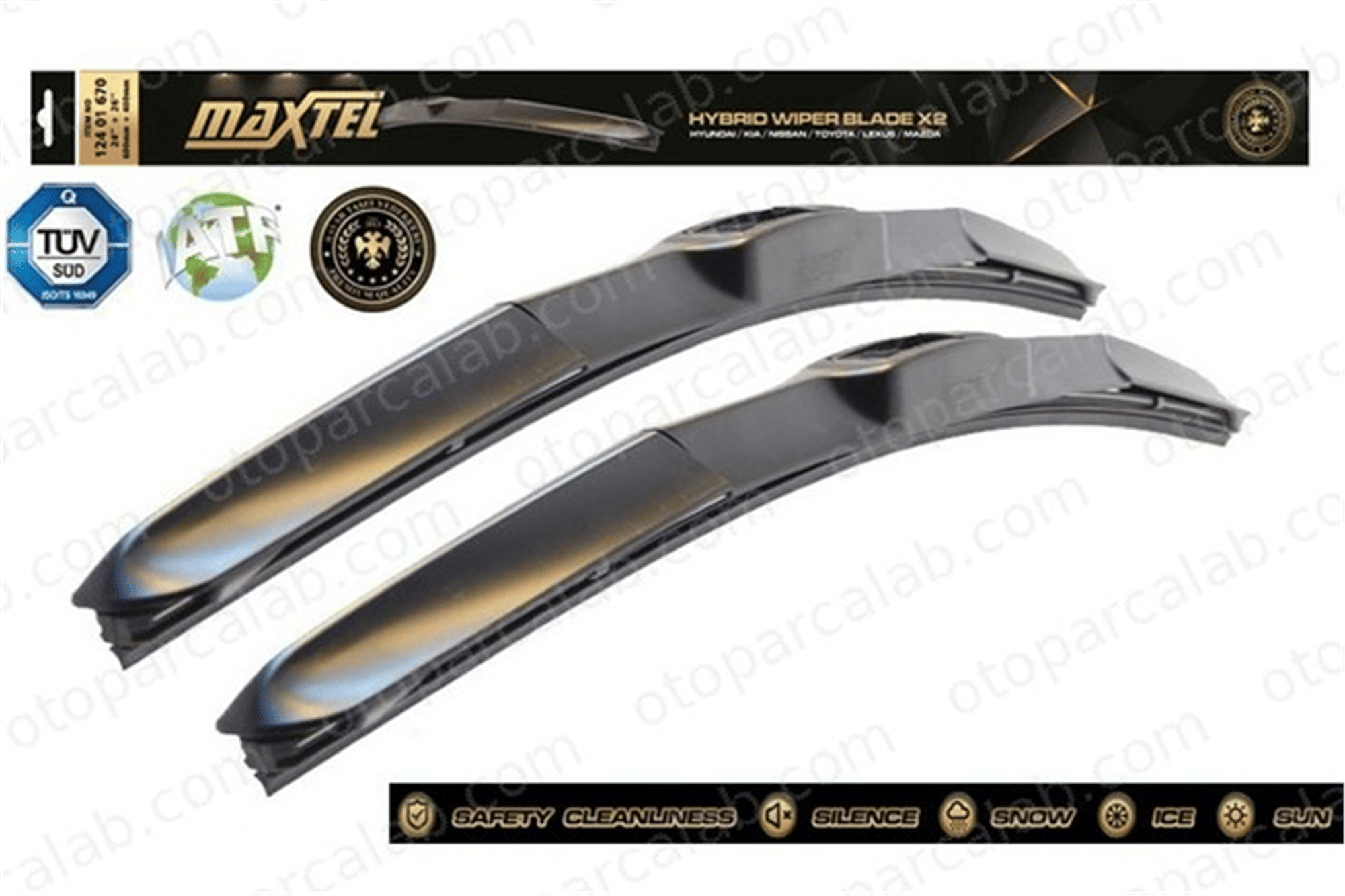 MAXTEL 12401670 Silecek Süpürgesi Ön Hybrid Tip 650/450 mm - 26/18 inç BMW 3 MERCEDES-BENZ C-SERISI 642301 642302