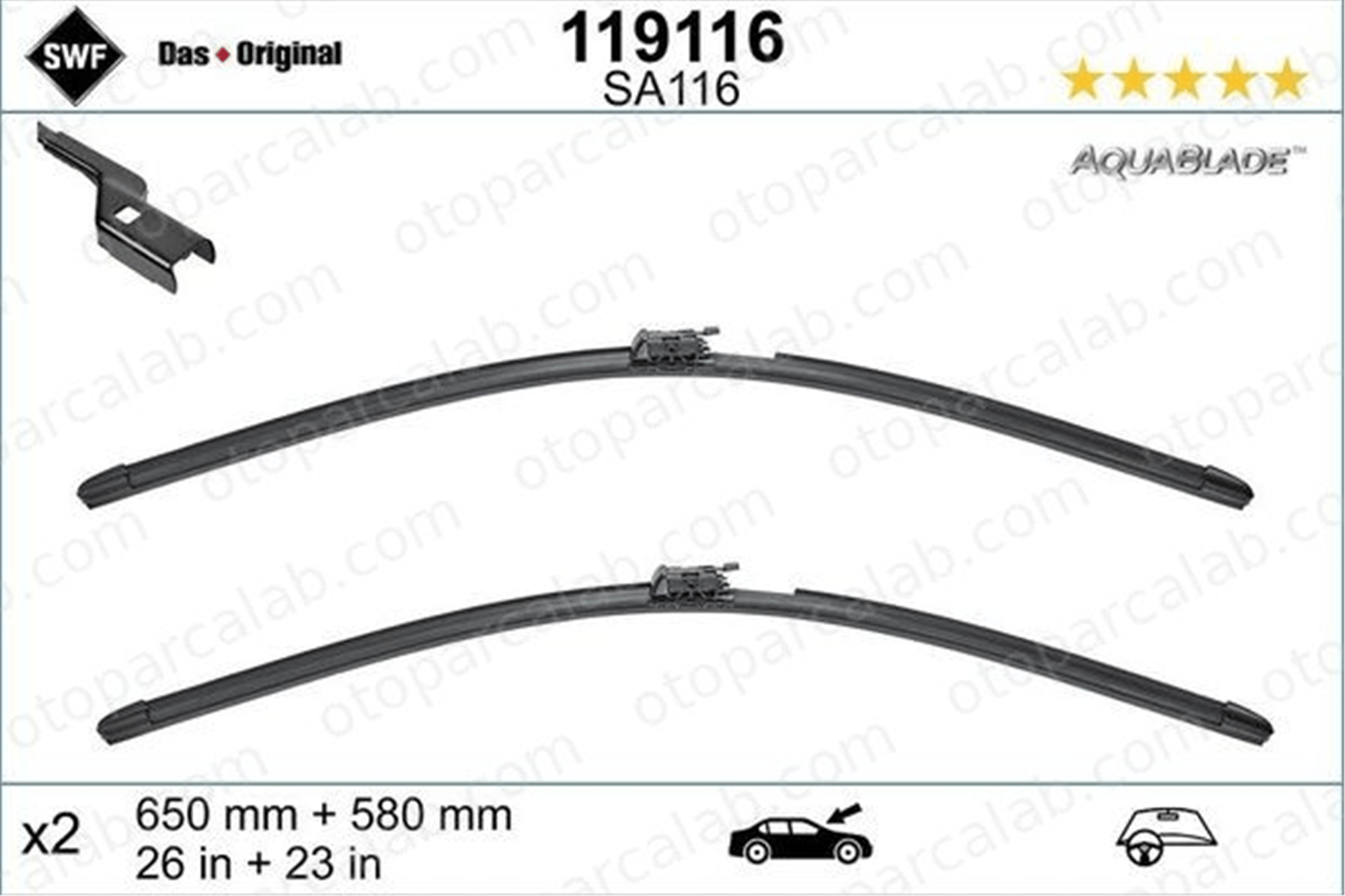 MERCEDES ORJINAL A1668207800 Silecek Süpürgesi Ön 650/580 mm - 26/23 inç MERCEDES-BENZ GLE GLE Coupe 1668207800 A1668207800