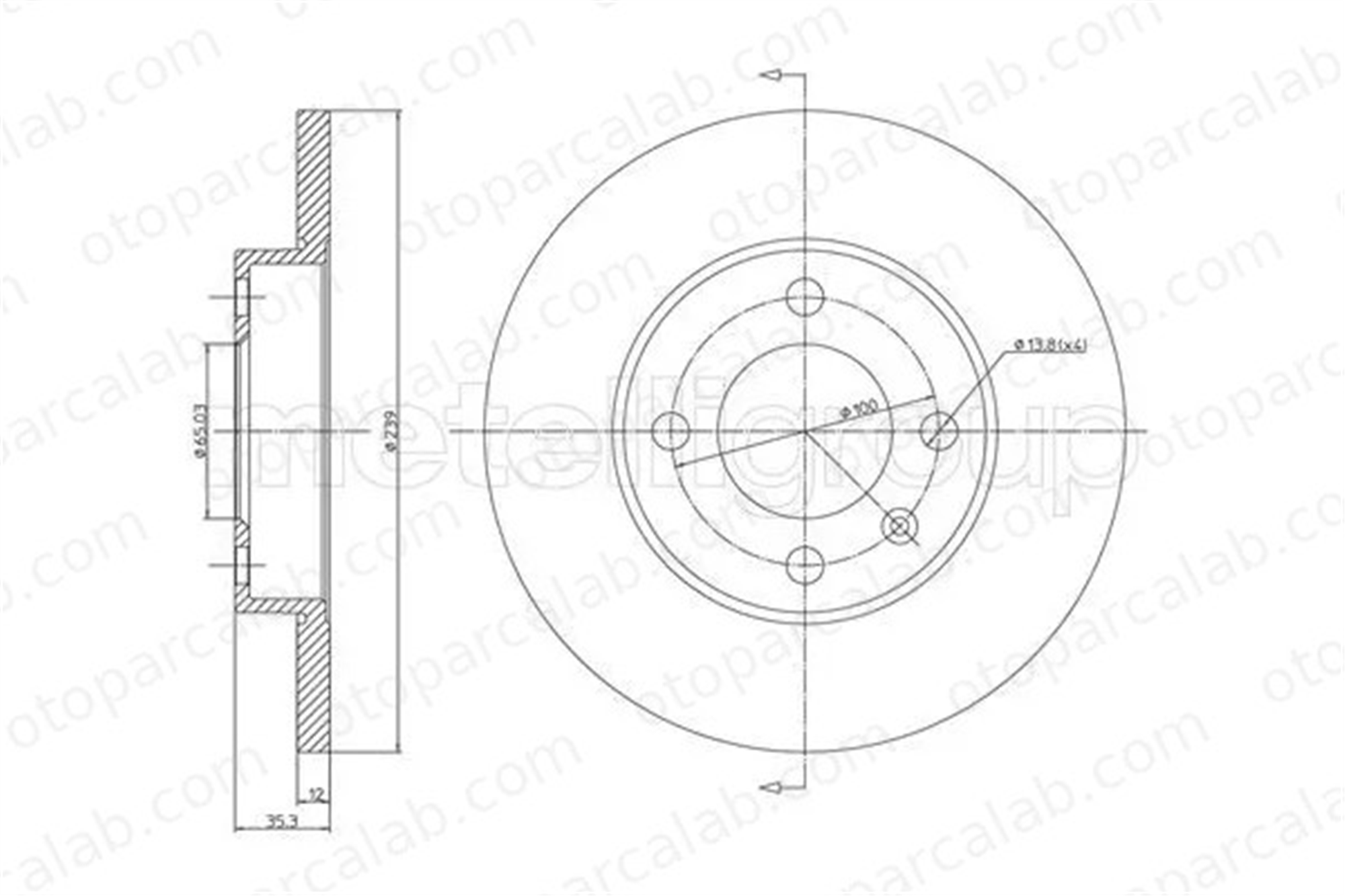 METELLI 23-0053 Fren Disk Ayna Ön Sağ ve Sol VW GOLF II JETTA II 321615301 171615301