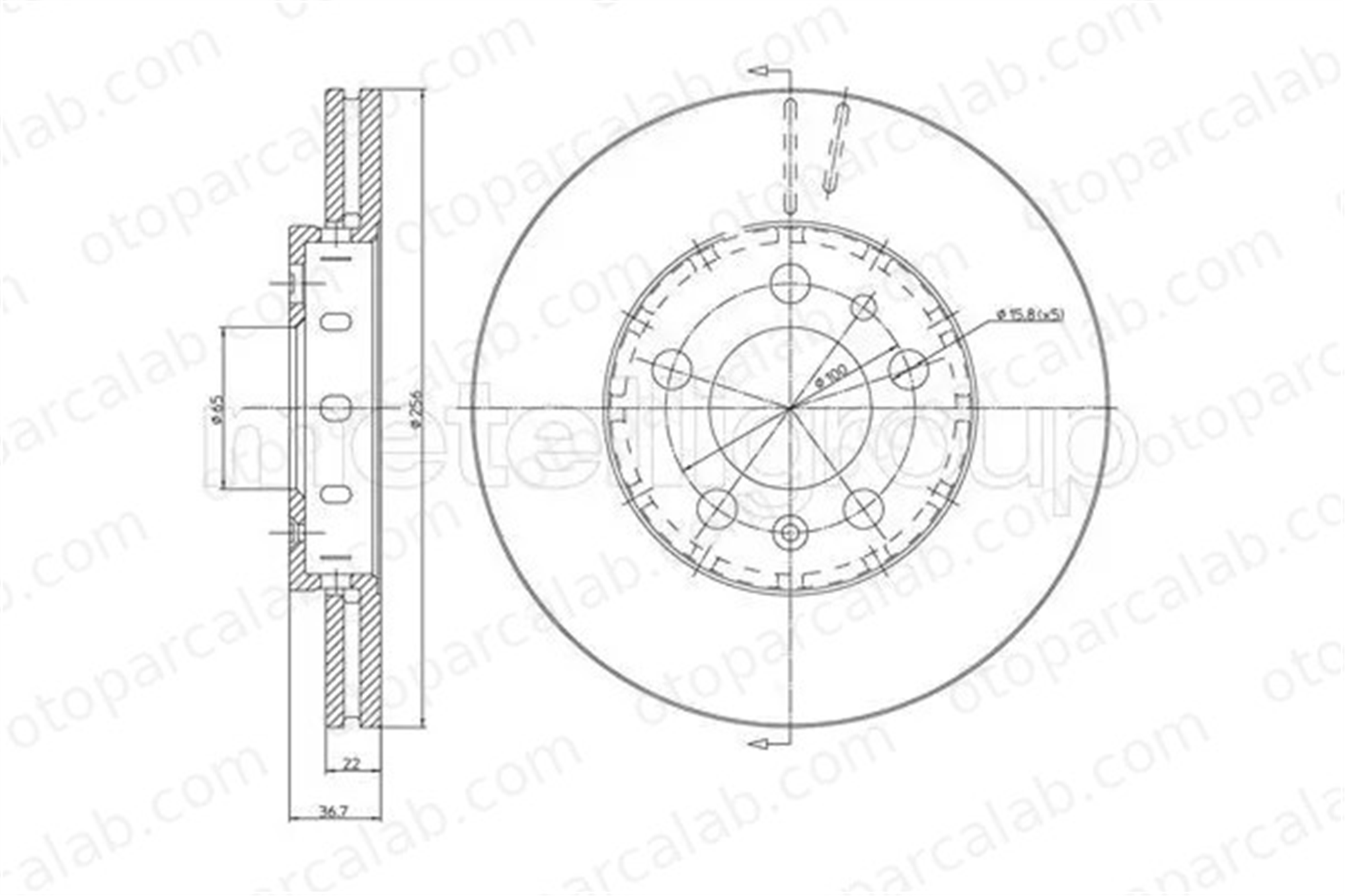METELLI 23-0390C Fren Disk Ayna Ön Sağ ve Sol SEAT IBIZA IV SC VW GOLF IV 6R0615301 1J0615301D