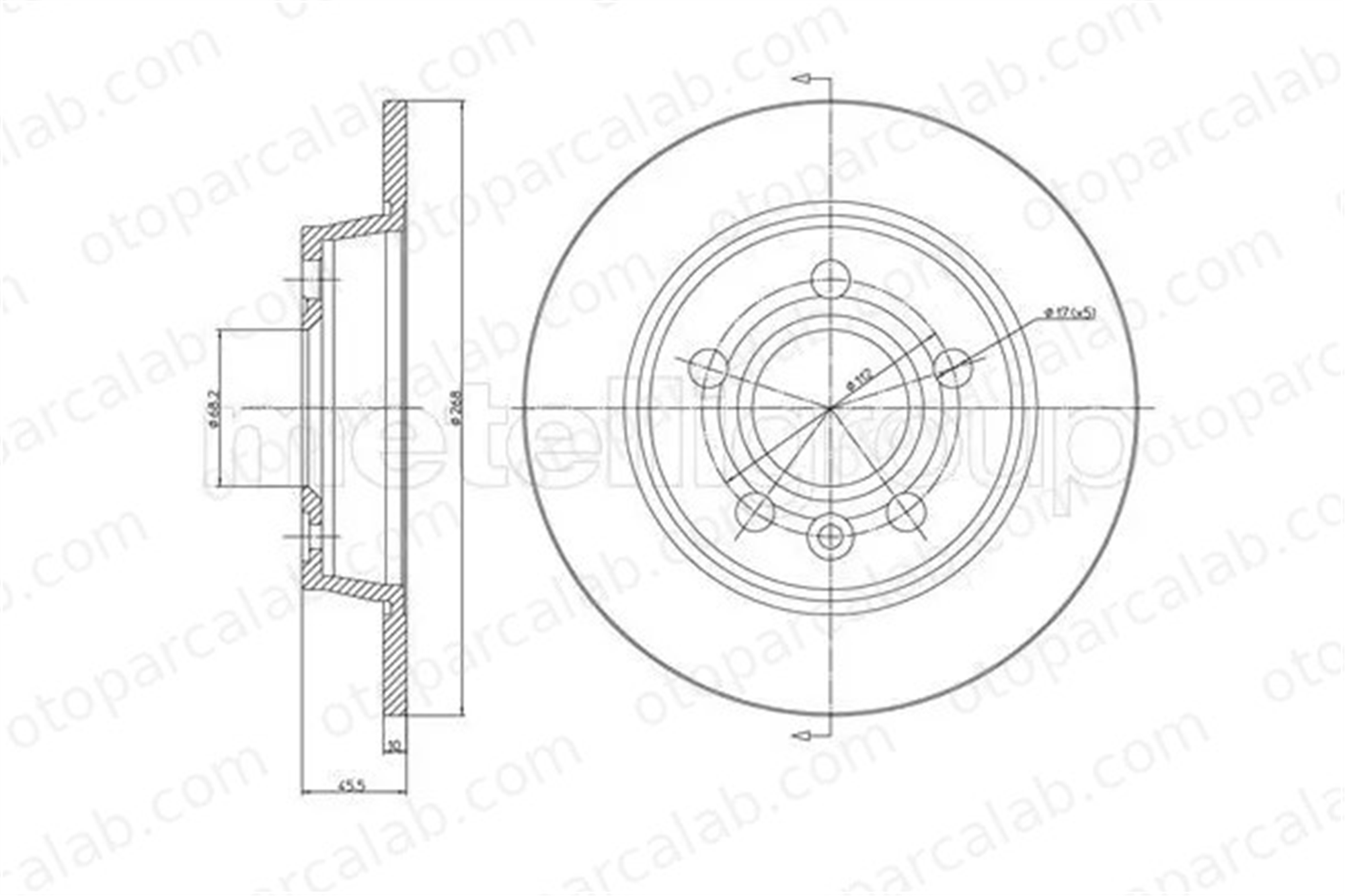 METELLI 23-0404C Fren Disk Ayna Arka Sağ ve Sol VW SHARAN FORD GALAXY I 7M0615601C 1001094
