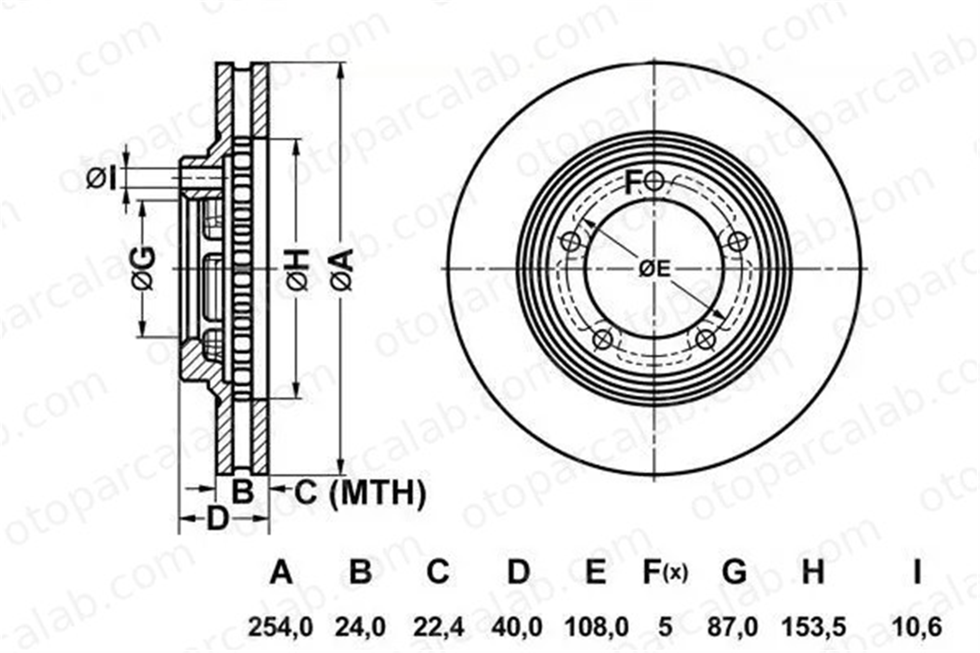 MGA 50234 Fren Disk Ayna Ön Sağ ve Sol HYUNDAI H-1 / STAREX Minibüs/Otobüs H-1 Panelvan/Van 581294A000 581294A100