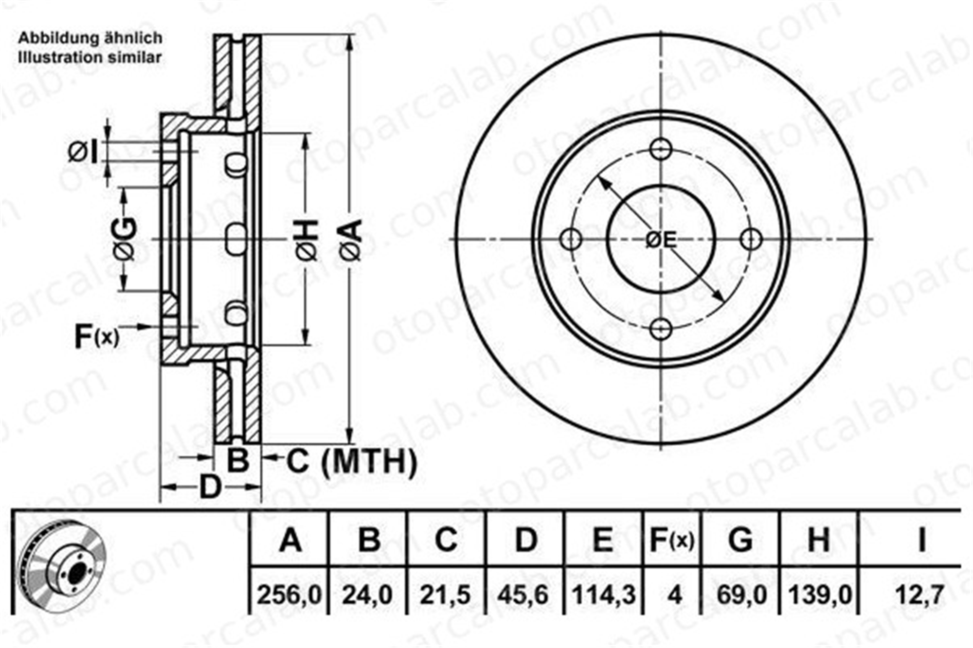 MGA 50290 Fren Disk Ayna Ön Sağ ve Sol SMART FORFOUR MITSUBISHI COLT VI 4605A068 M4605A068