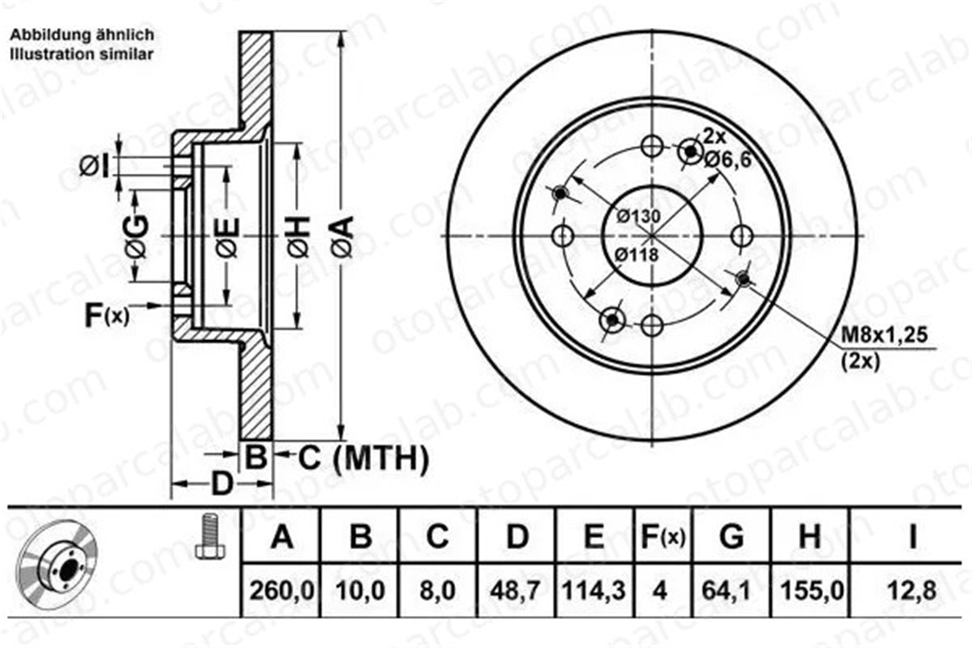 MGA 50302 Fren Disk Ayna Arka Sağ ve Sol HONDA ACCORD V ROVER 600 I 42510SN7000 42510SM4950