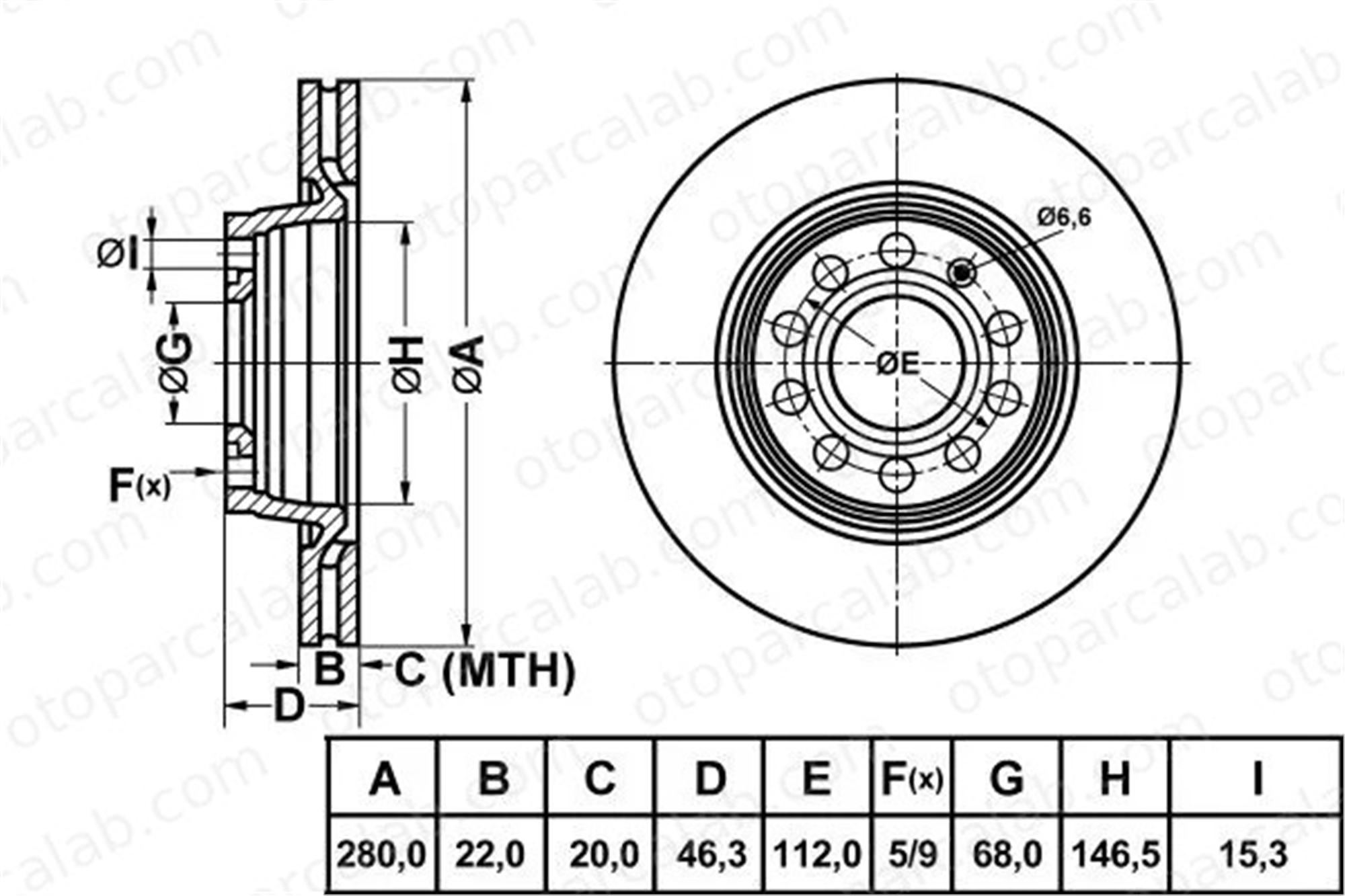 MGA 50312 Fren Disk Ayna Ön Sağ ve Sol SEAT EXEO AUDI A4 B6 8E0615301P 8E0615301B