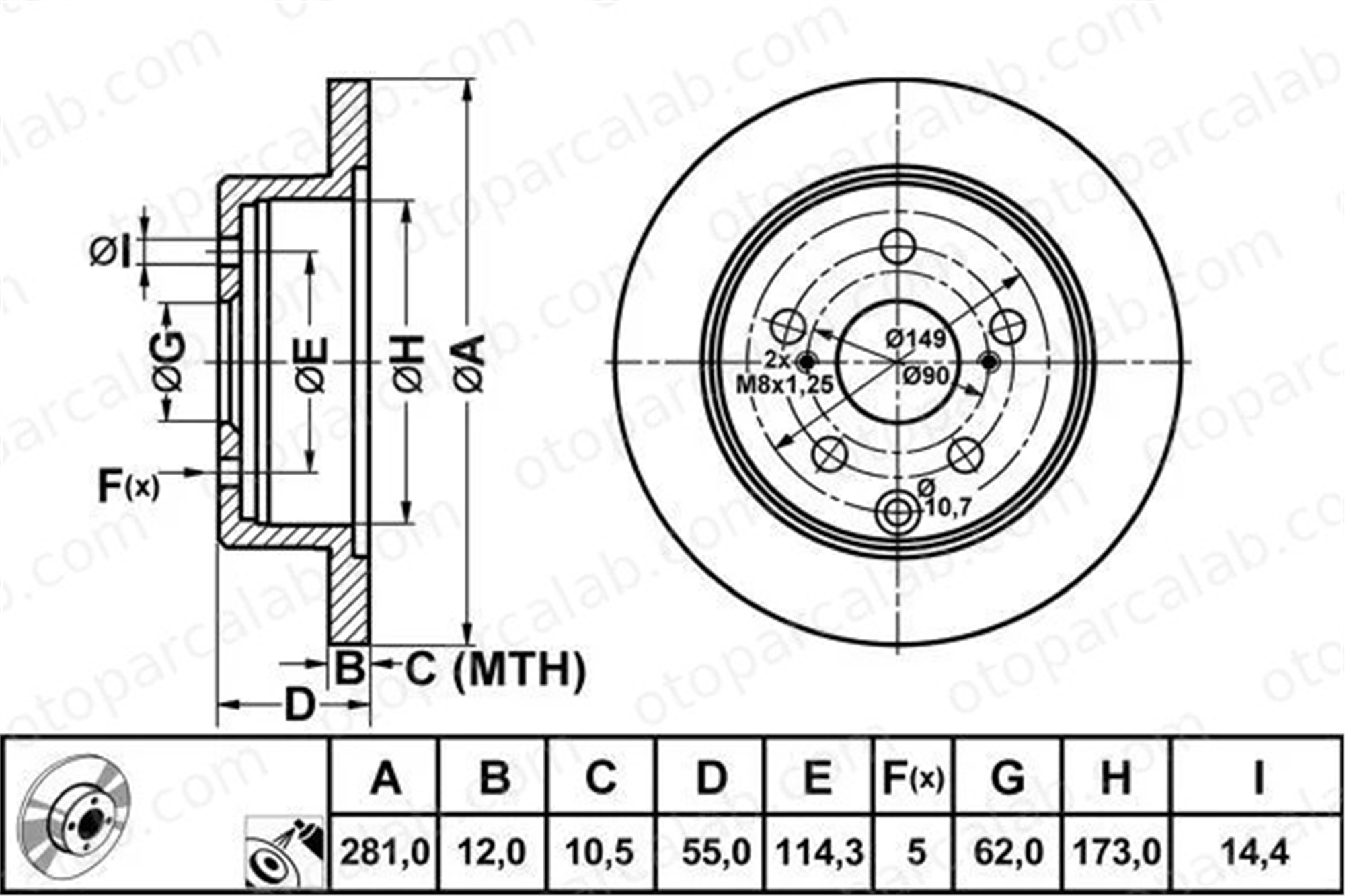 MGA 50388 Fren Disk Ayna Arka Sağ ve Sol TOYOTA RAV 4 IV RAV 4 III 4243142060
