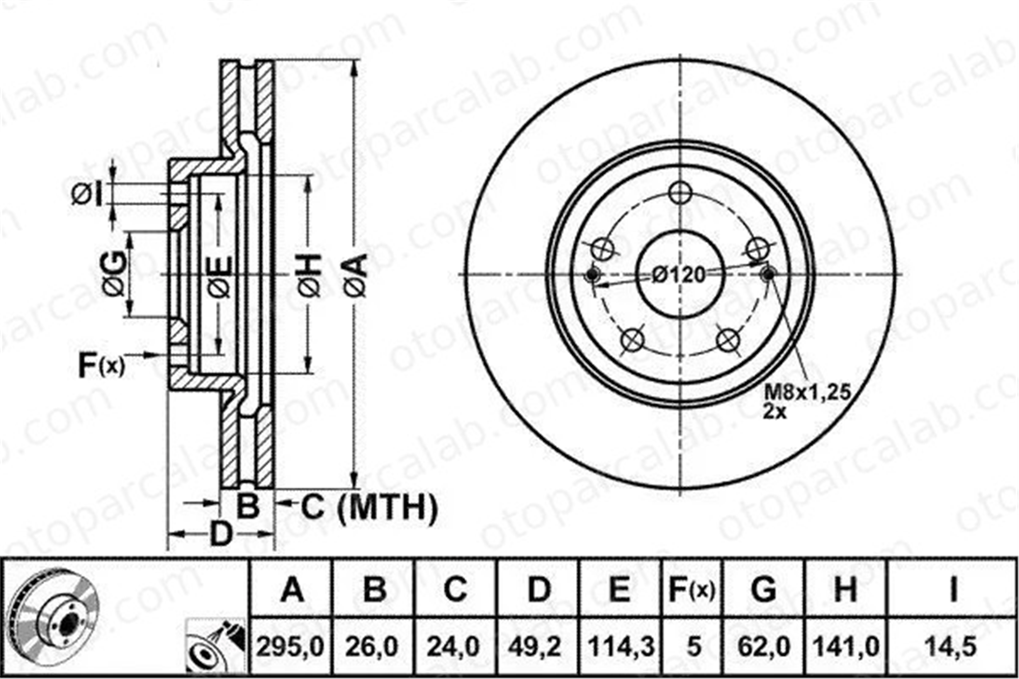 MGA 50401 Fren Disk Ayna Ön Sağ ve Sol TOYOTA COROLLA Verso AVENSIS 435120F010 4351205080