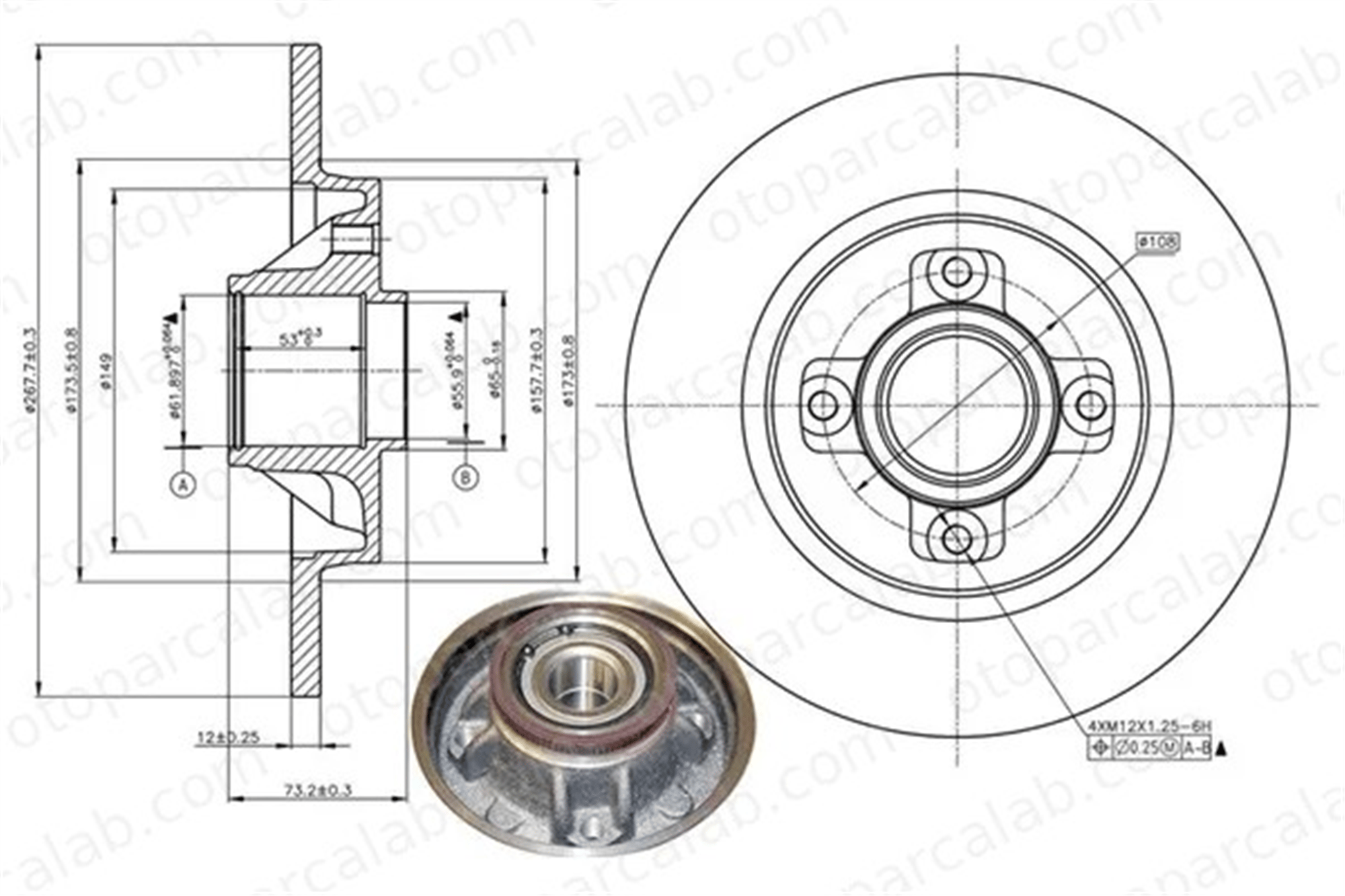 MGA 50410 Fren Disk Ayna Arka Sağ ve Sol CITROËN BERLINGO Kasa/büyük limuzin PEUGEOT PARTNER Kasa/büyük limuzin 424946 424945