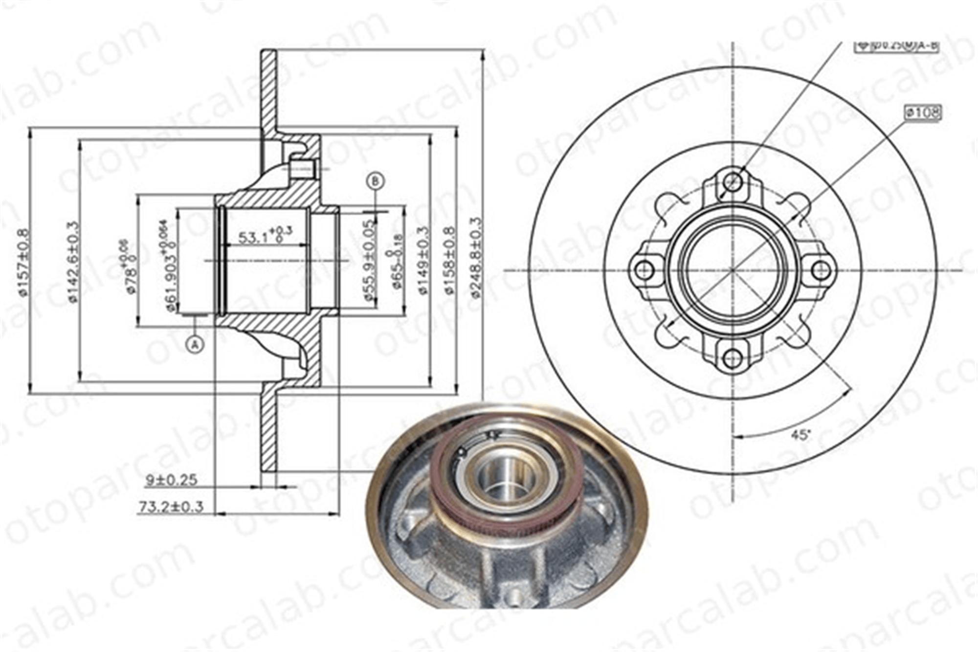 MGA 50412 Fren Disk Ayna Arka Sağ ve Sol PEUGEOT 308 I CITROËN C4 II 424966 1609249980