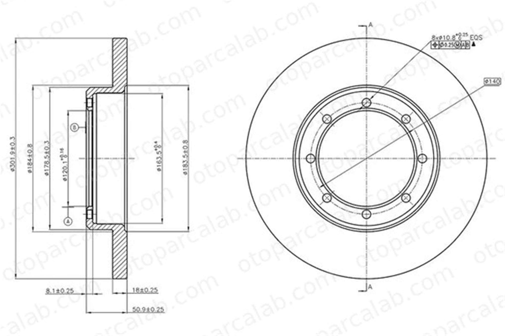 MGA 50433 Fren Disk Ayna Arka Sağ ve Sol RENAULT MASTER III Panelvan/Van MASTER III Platform şasi 432067943R