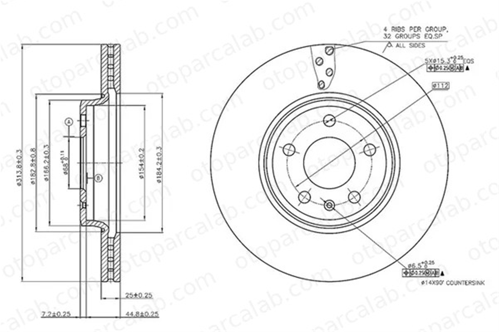 MGA 50434 Fren Disk Ayna Ön Sağ ve Sol AUDI A5 A5 Sportback 8K0615301