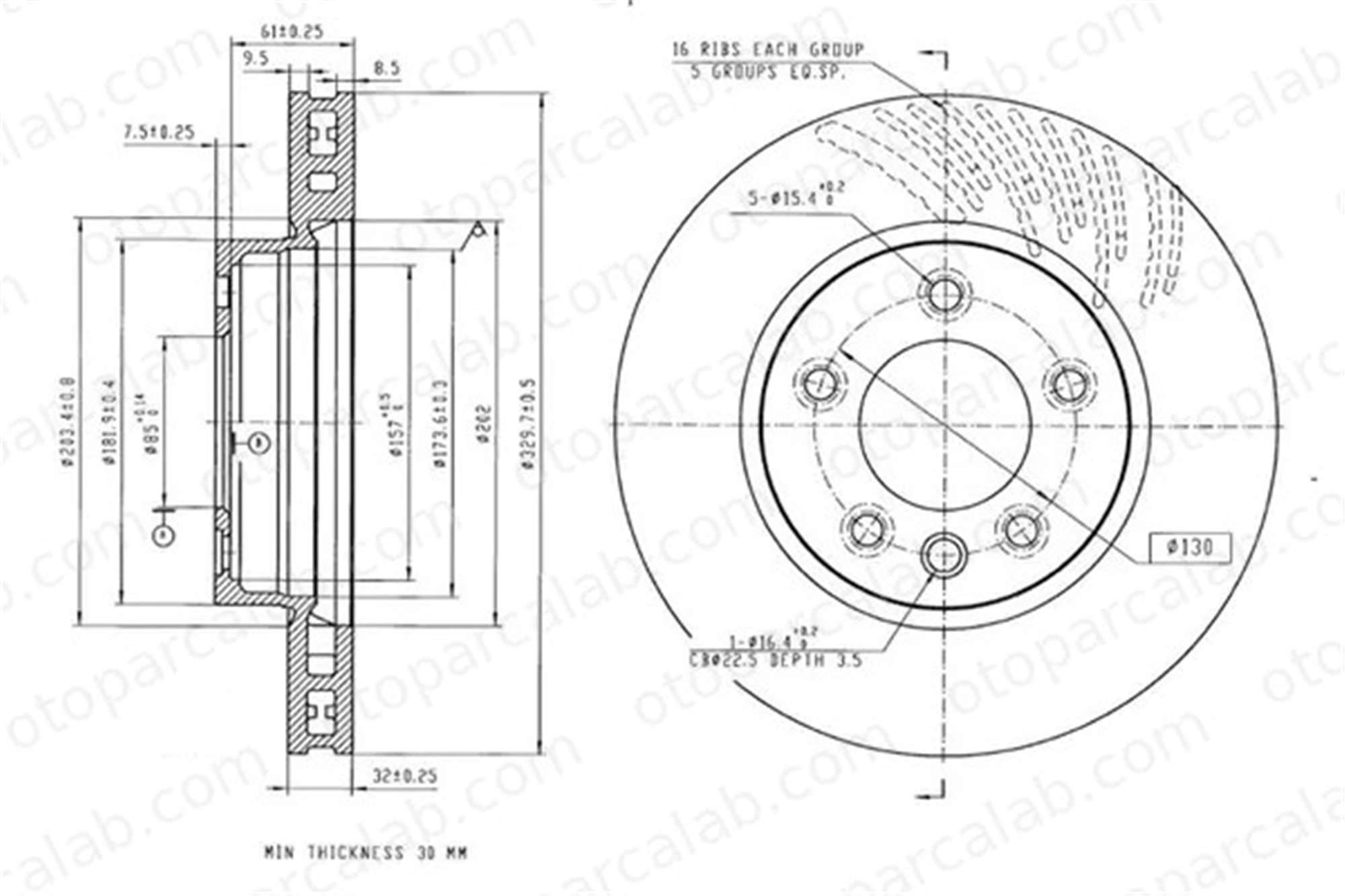 MGA 50640 Fren Disk Ayna Ön Sağ VW TOUAREG PORSCHE CAYENNE 7L6615302N 95535140200
