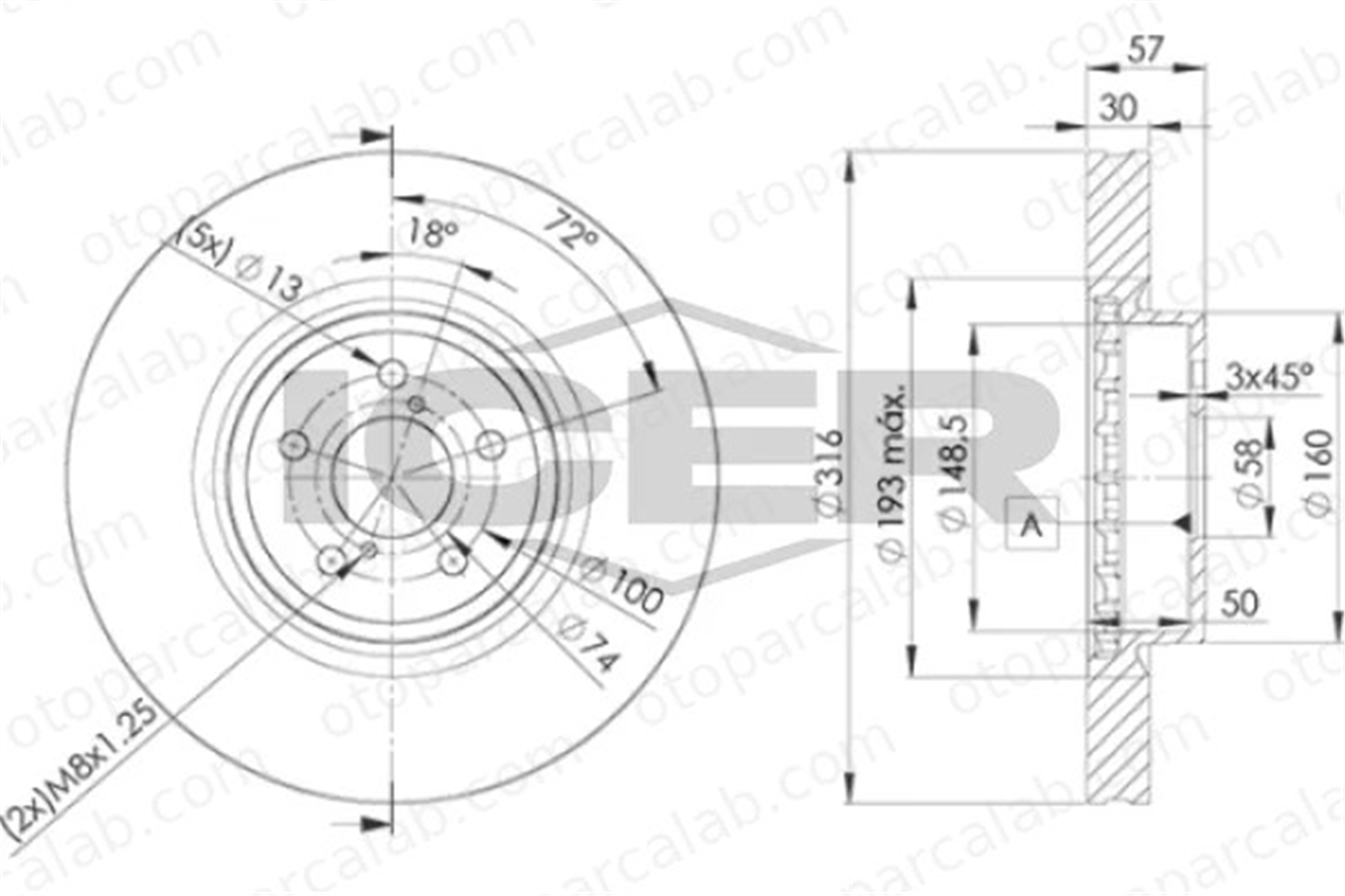 MGA 50656 Fren Disk Ayna Ön Sağ ve Sol SUBARU FORESTER OUTBACK 26300AG000 26300AG001