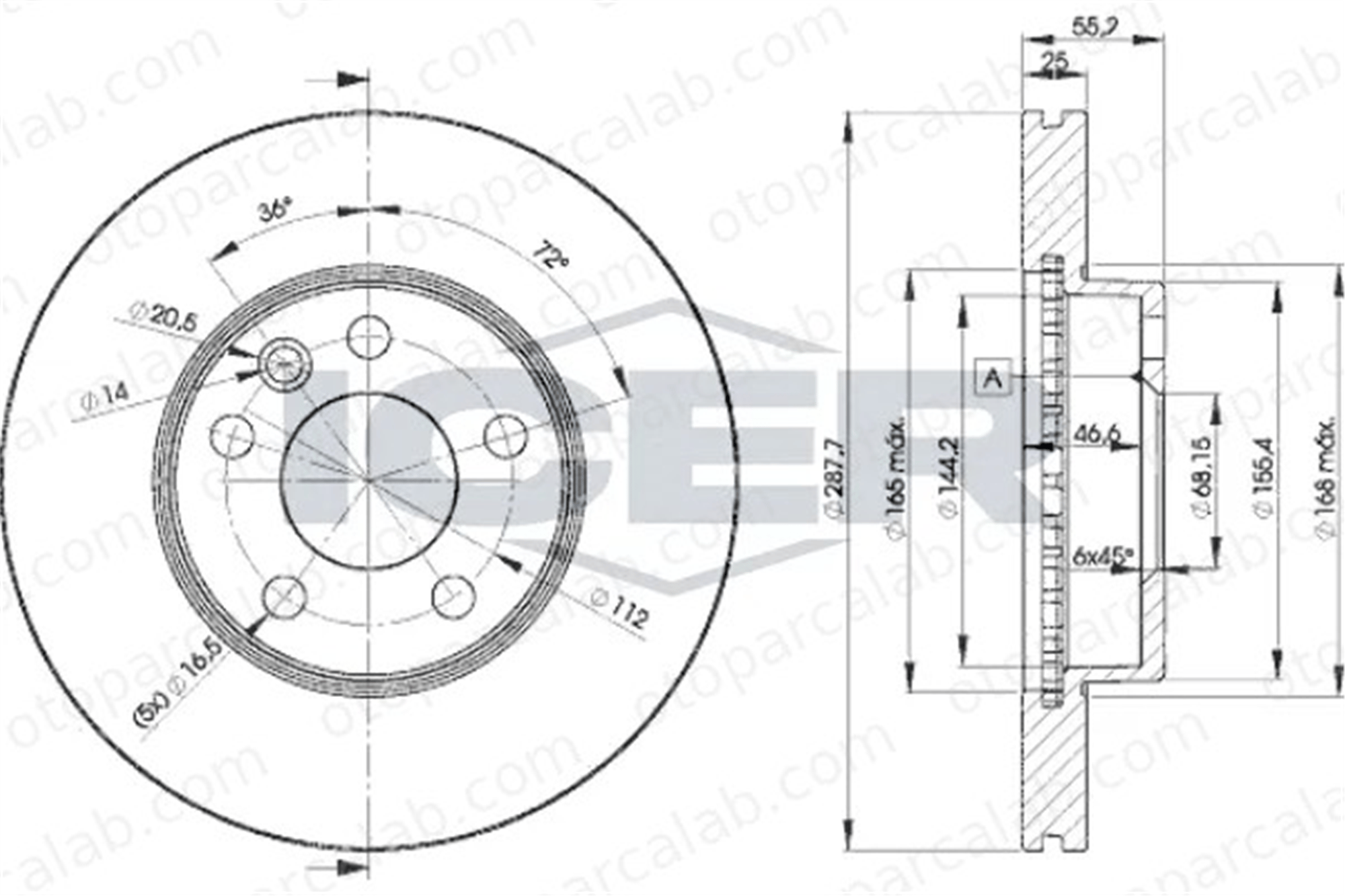 MGA 50663 Fren Disk Ayna Ön Sağ ve Sol VW SHARAN FORD GALAXY I 7M0615301E 1001093