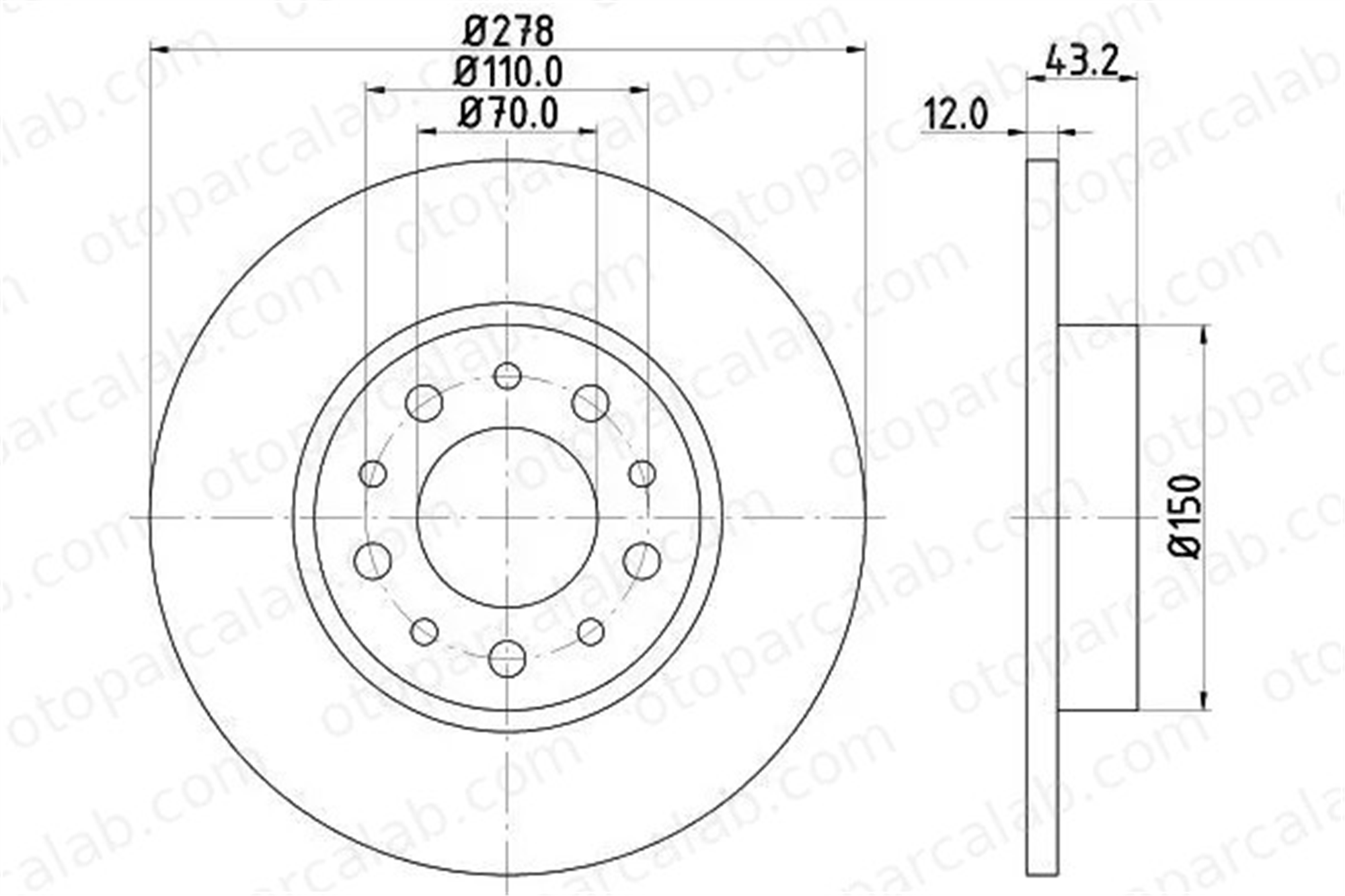 MGA 50682 Fren Disk Ayna Arka Sağ ve Sol FIAT 500X ALFA ROMEO GIULIETTA 46843610 51760273