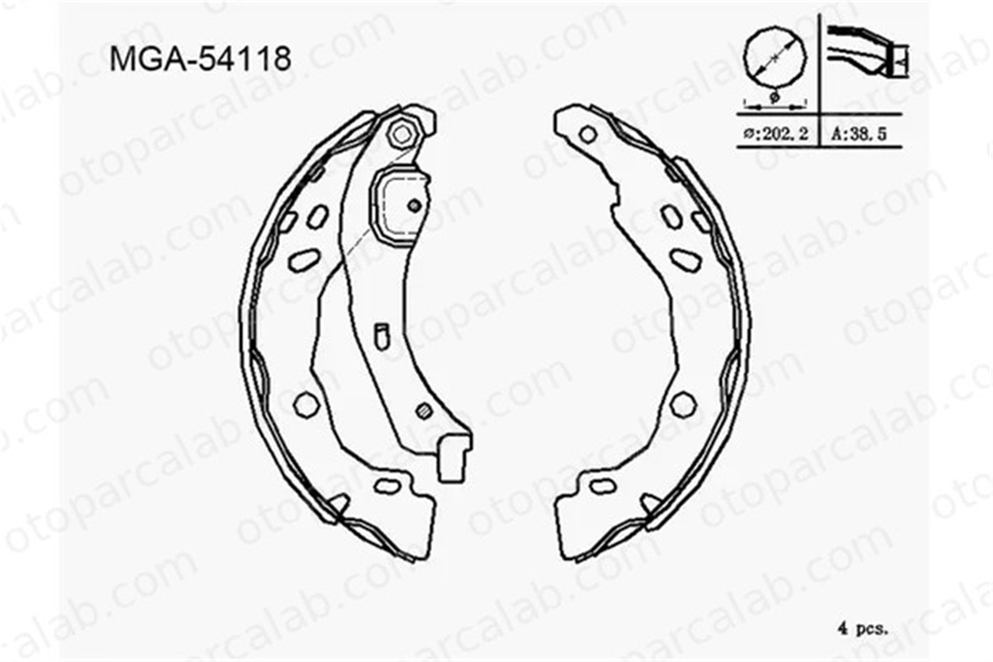 MGA 54118 Fren Pabuçlu Balata Arka RENAULT CLIO II PEUGEOT 208 I 1606631180 1609066080