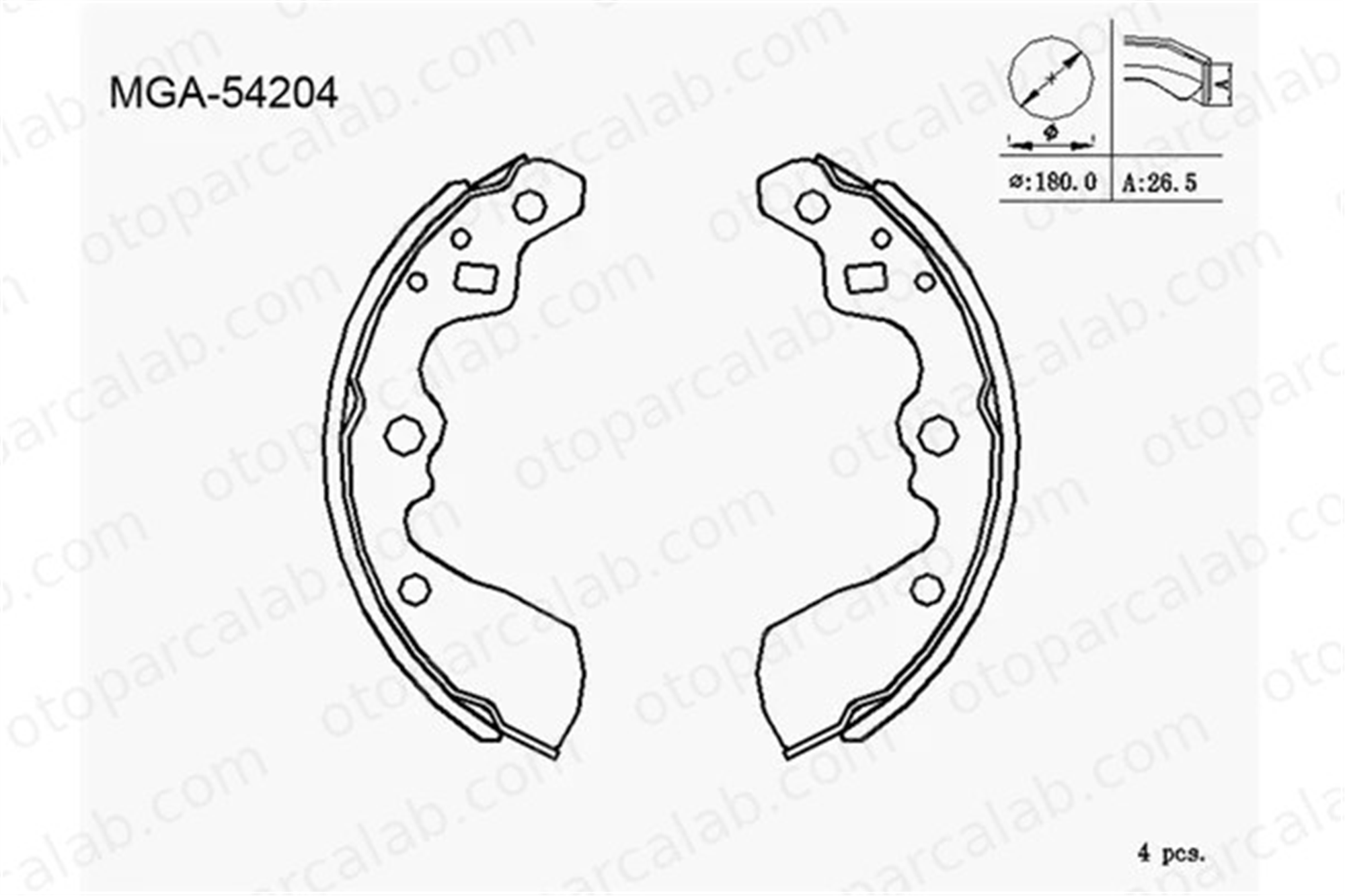 MGA 54204 Fren Pabuçlu Balata Arka SUZUKI SWIFT II Hatchback SWIFT II Sedan 5320060820 5320060821