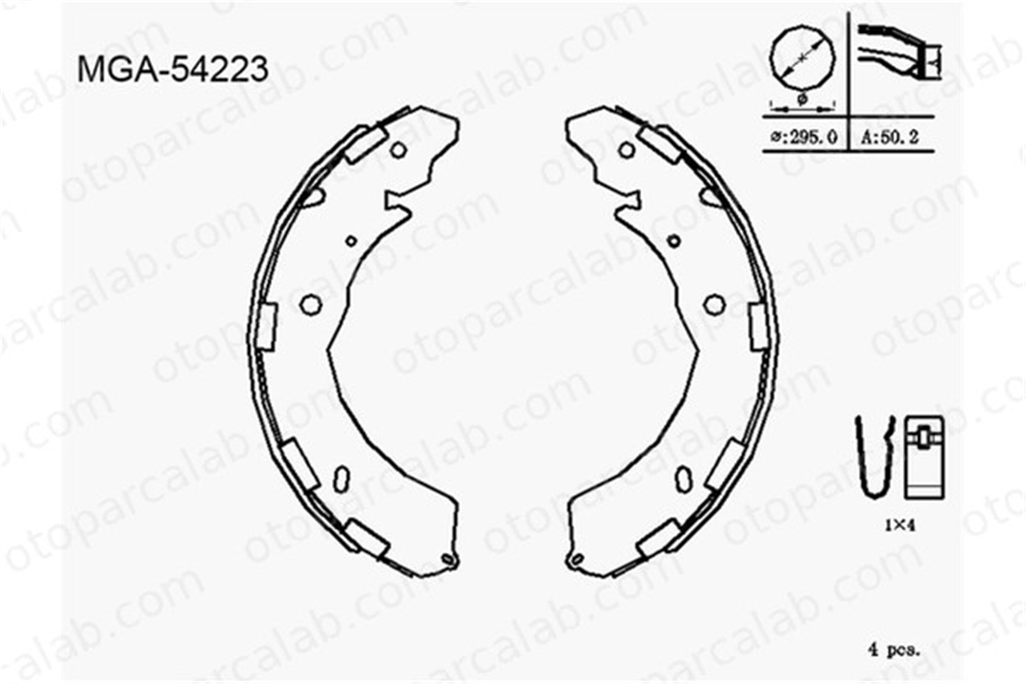 MGA 54223 Fren Pabuçlu Balata Arka MITSUBISHI L200 / TRITON FIAT FULLBACK Pick-up 4600A106 6000609726