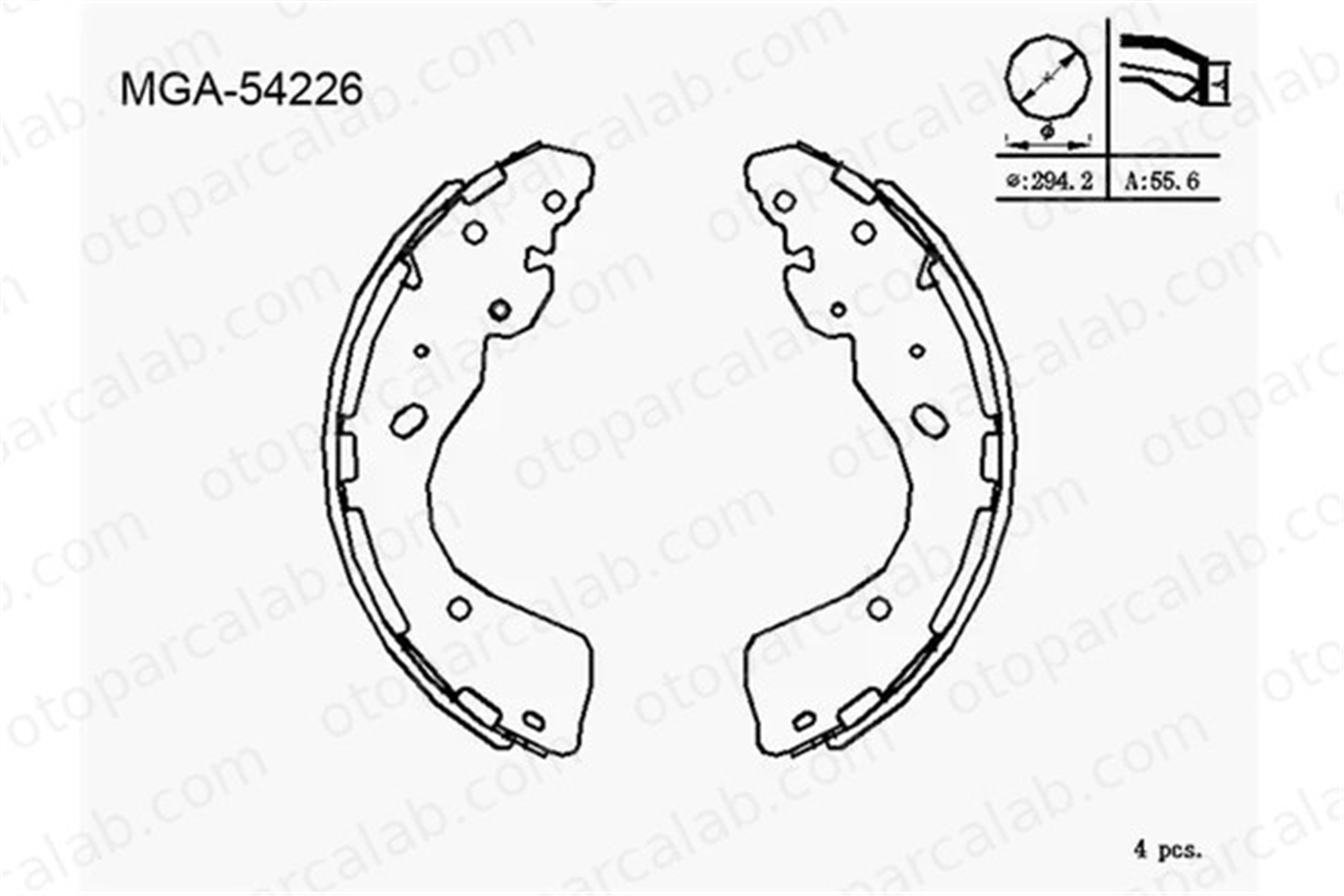 MGA 54226 Fren Pabuçlu Balata Arka FORD RANGER NISSAN NP300 NAVARA D4060EB36A AB312200BA