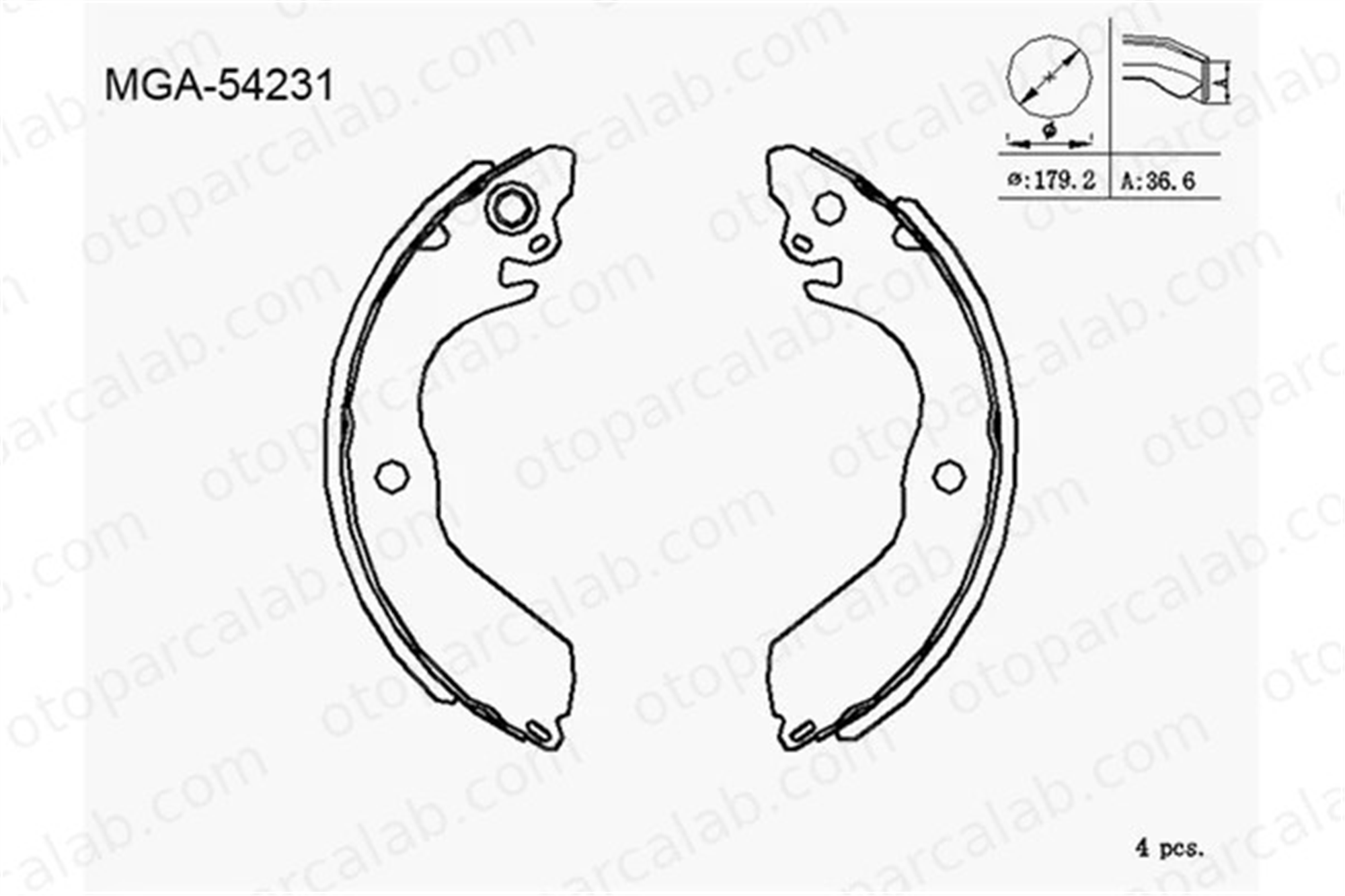MGA 54231 Fren Pabuçlu Balata Arka MITSUBISHI LANCER IV Hatchback COLT V MB858685 MB668745
