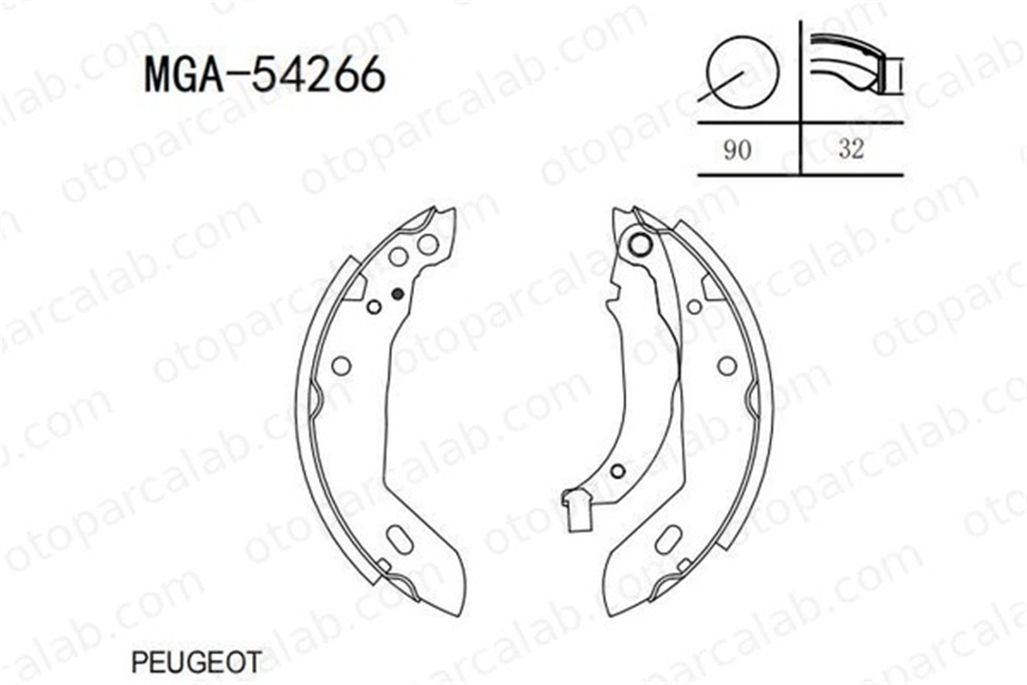 MGA 54266 Fren Pabuçlu Balata Arka PEUGEOT 205 II CITROËN ZX 424100000 424124