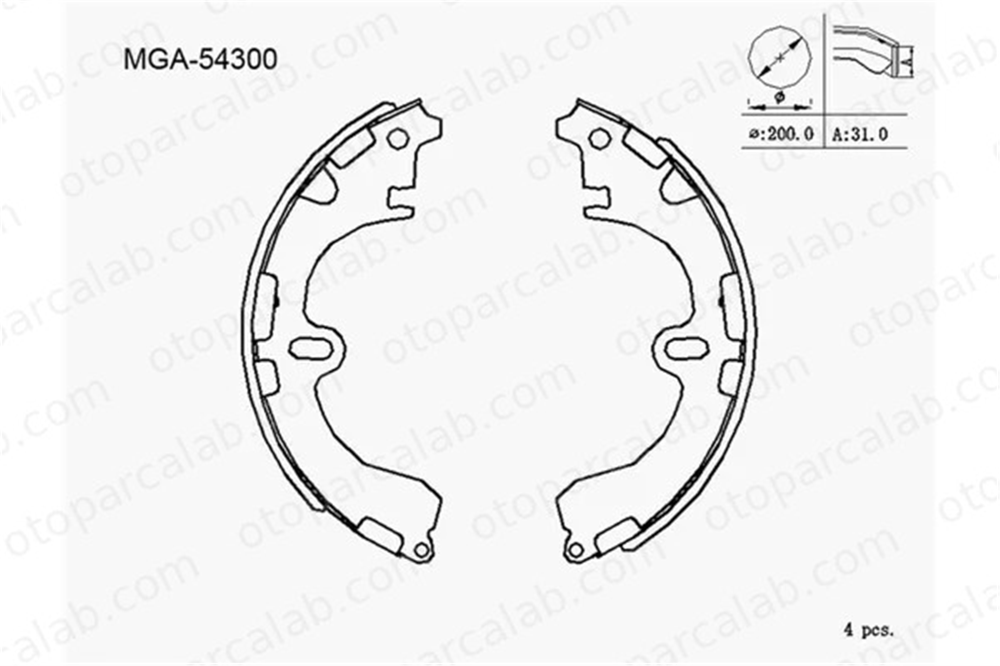 MGA 54300 Fren Pabuçlu Balata Arka TOYOTA COROLLA COROLLA Liftback 449512210 94843916