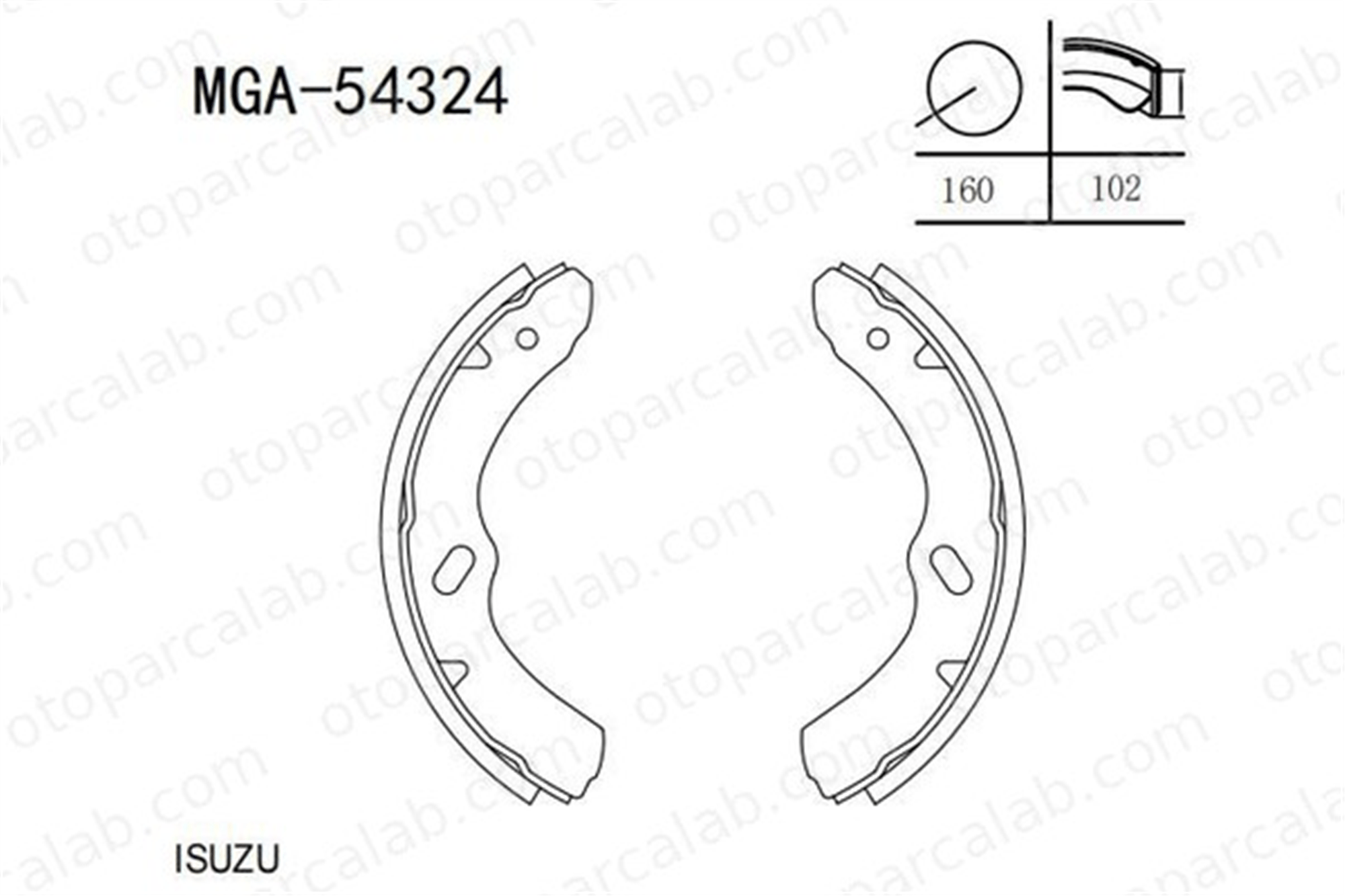 MGA 54324 Fren Pabuçlu Balata Arka TALBOT SIMCA 1301 TOYOTA DYNA Platform şasi 8972010610 4494B3010