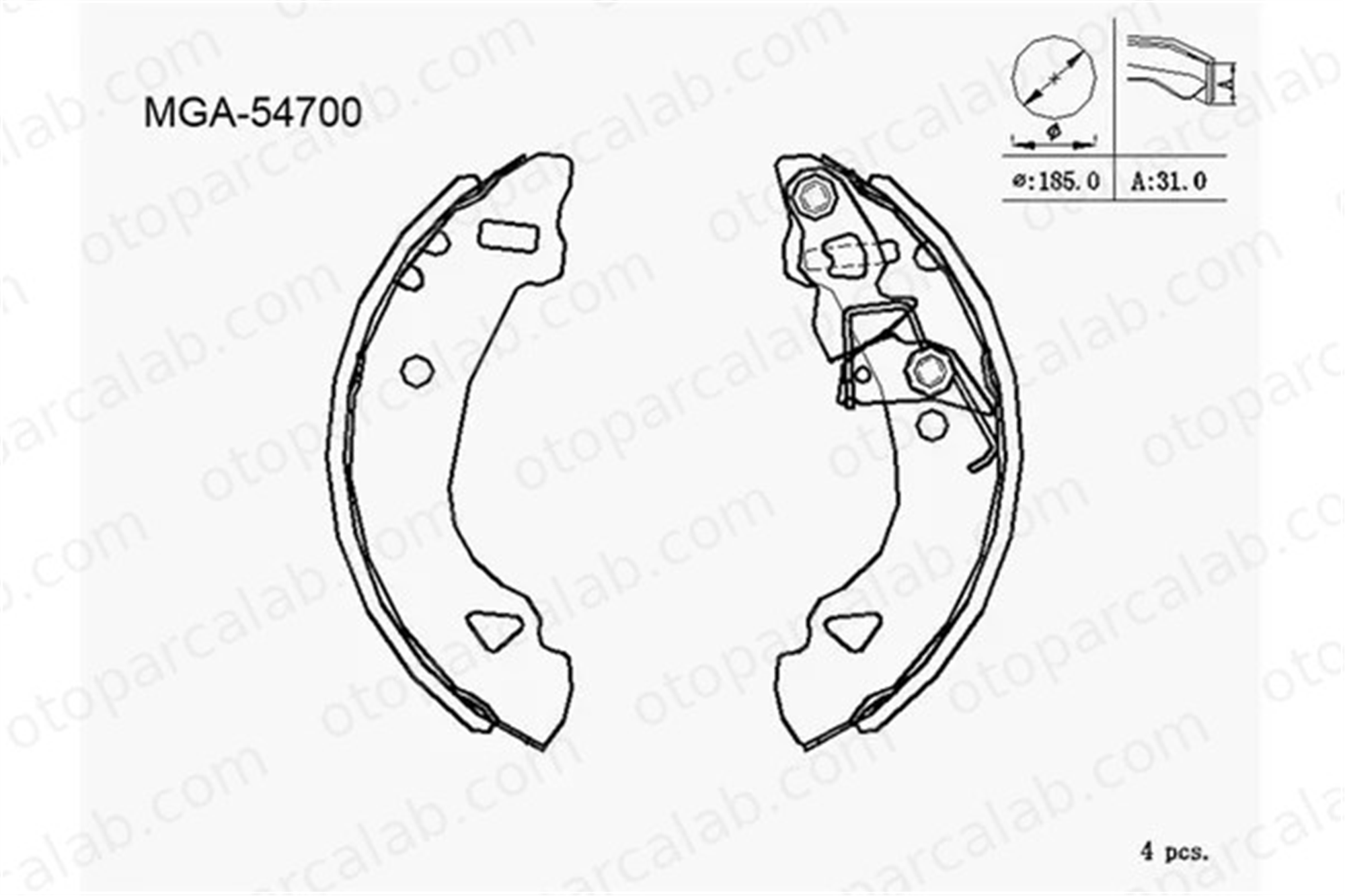 MGA 54700 Fren Pabuçlu Balata Arka FIAT PANDA UNO 77362291 9945371