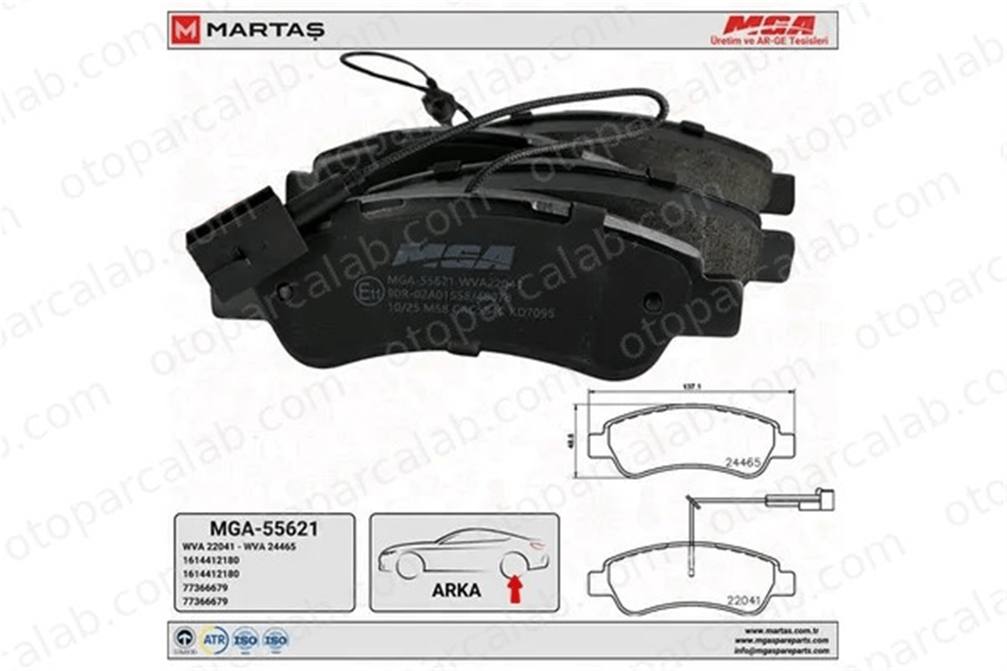 MGA 55621 Fren Disk Balata Arka CITROËN JUMPER Panelvan/Van JUMPER Platform şasi 773666793 1612434180