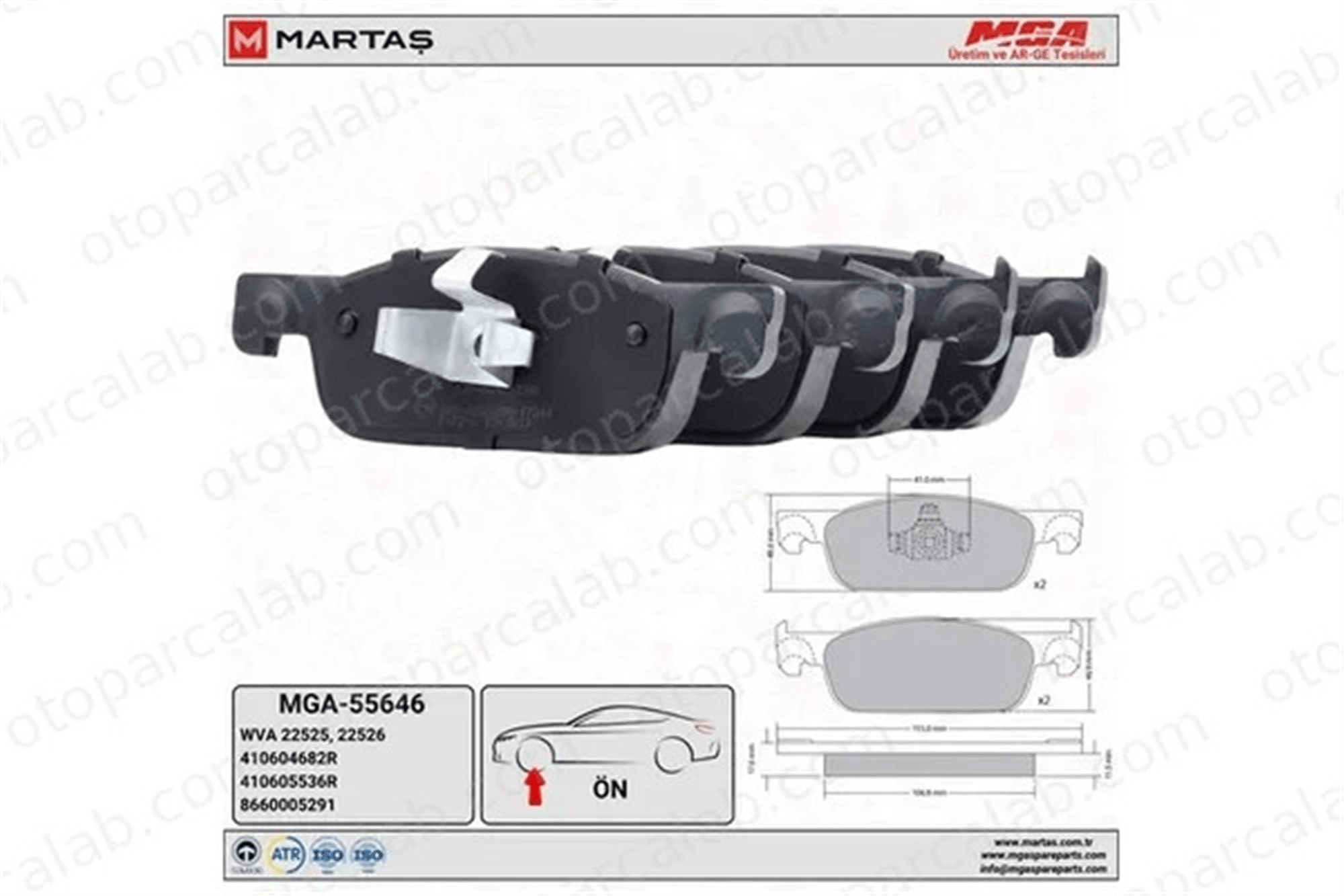 MGA 55646 Fren Disk Balata Ön RENAULT CLIO IV DACIA SANDERO II 410605536R 410604682R