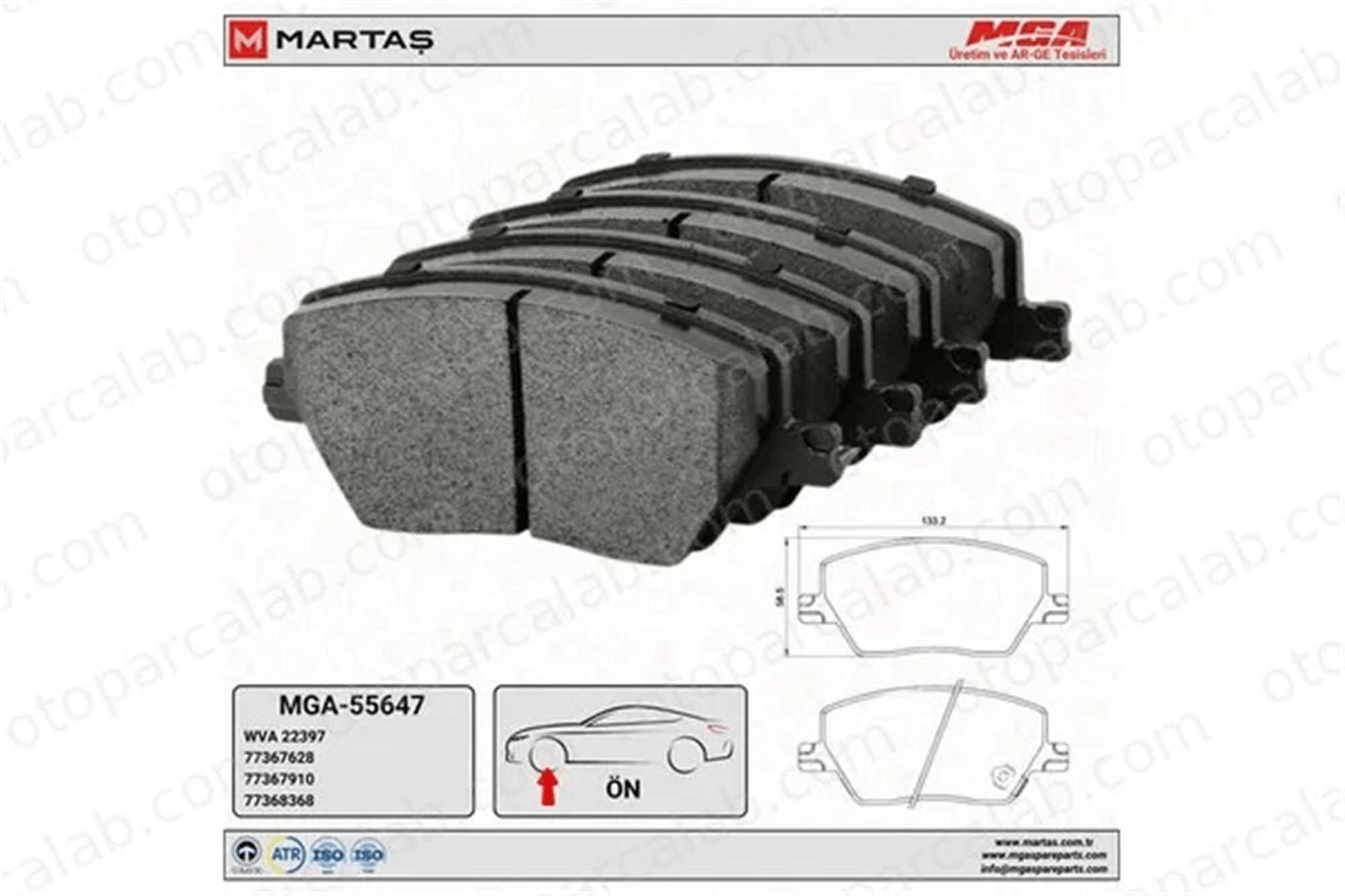 MGA 55647 Fren Disk Balata Ön FIAT TIPO Station wagon TIPO Hatchback 77367628 77361165