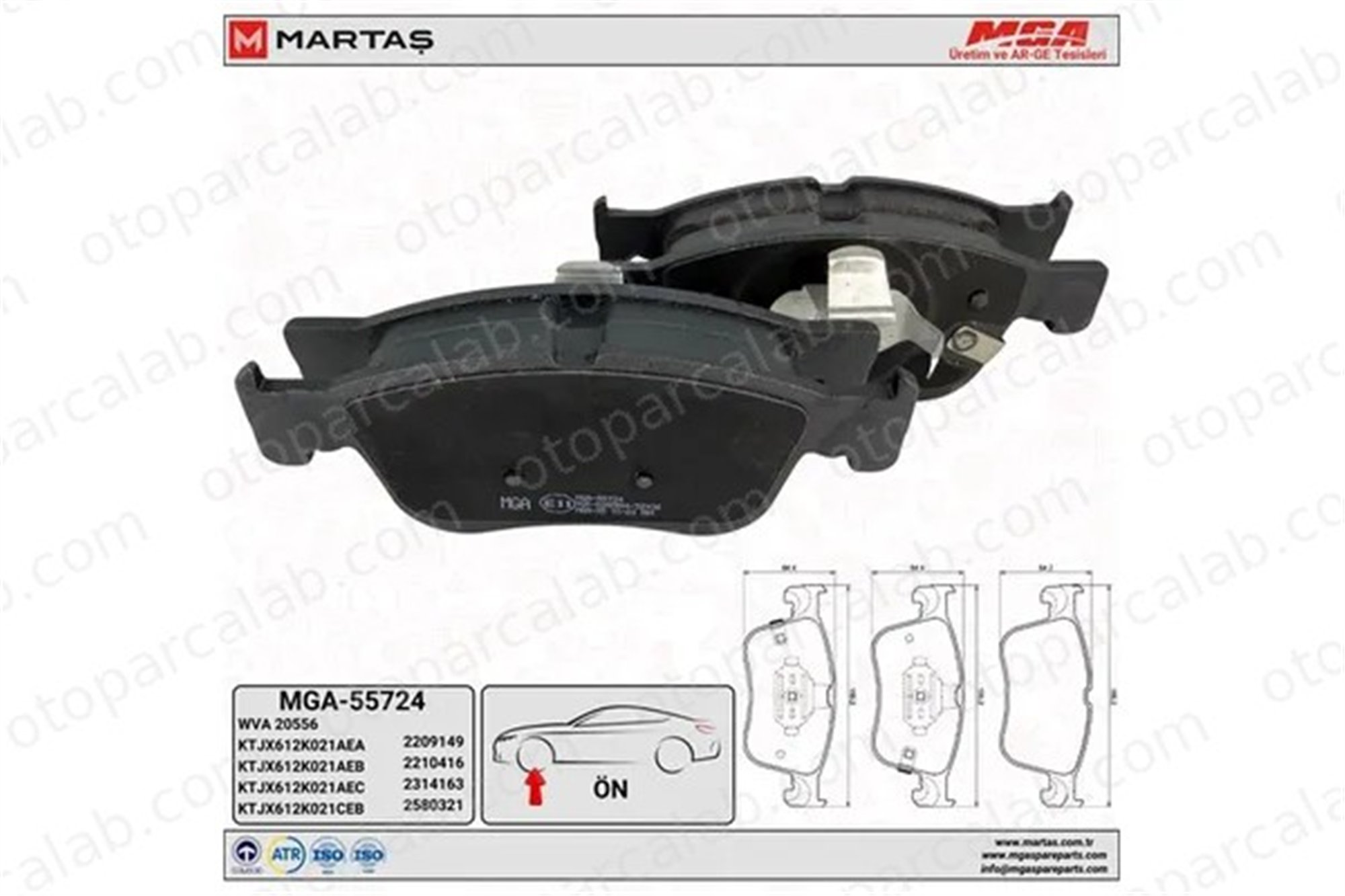 MGA 55724 Fren Disk Balata Ön FORD FOCUS IV FOCUS IV Turnier KTJX612K021AEB 2209149