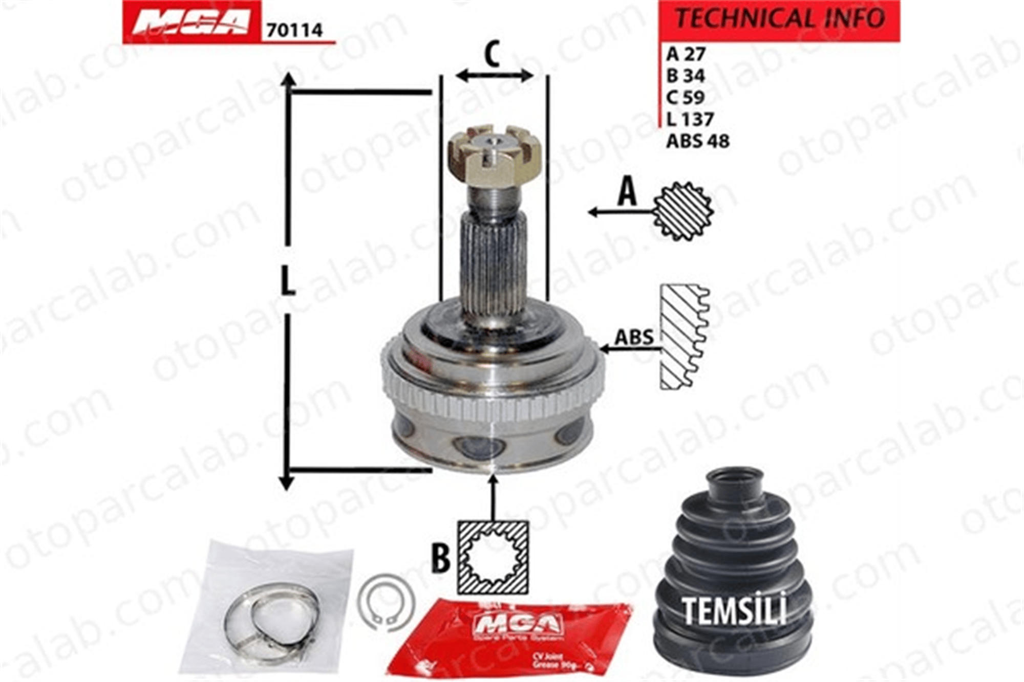 MGA 70114 Aks Kafası Ön Dış Sağ veya Sol FIAT SCUDO Panelvan/Van CITROËN EVASION MPV 9619947688 9619947580