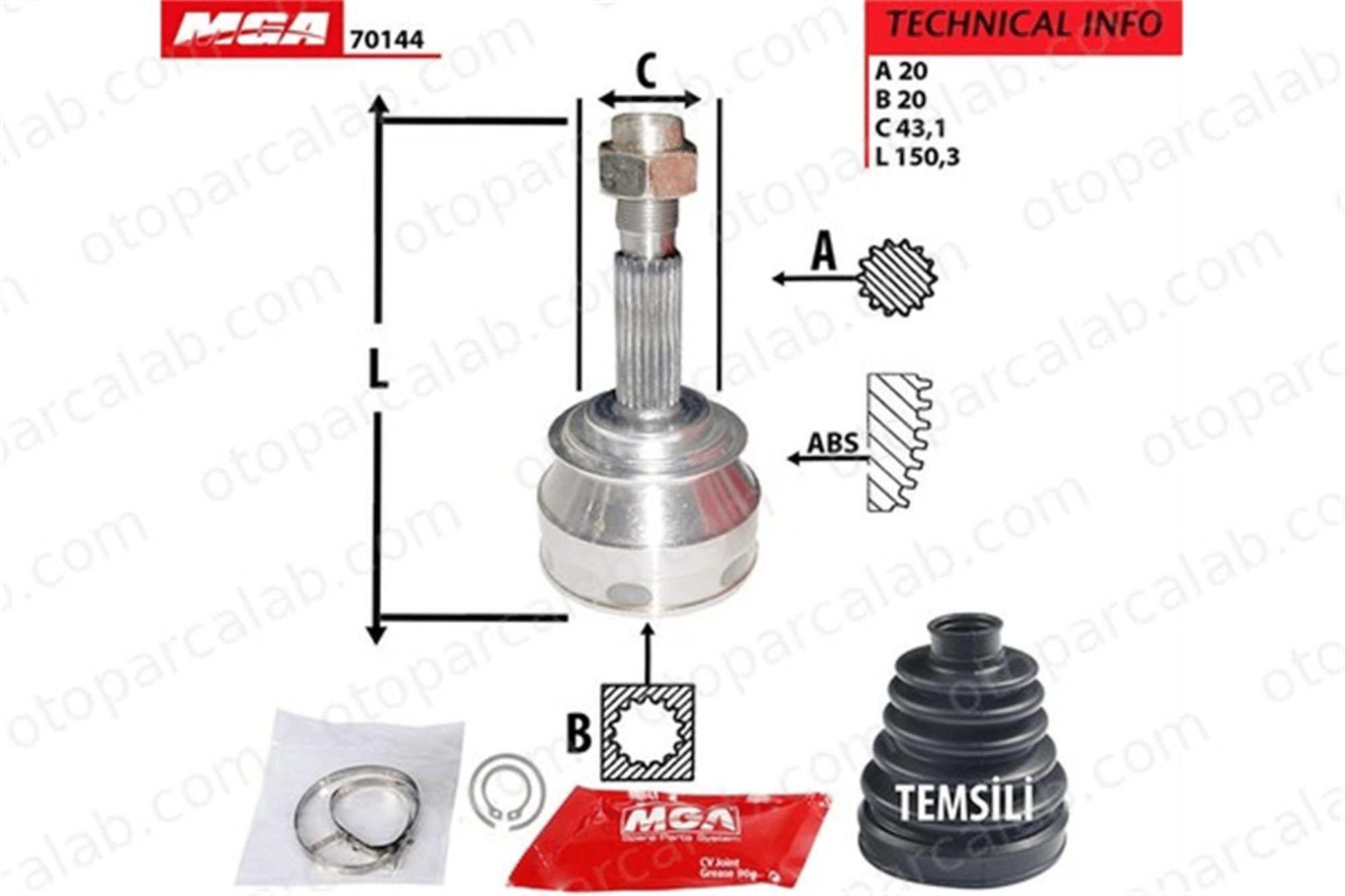 MGA 70144 Aks Kafası Ön Dış Sağ veya Sol FIAT UNO PANDA 4087120 6X039481190