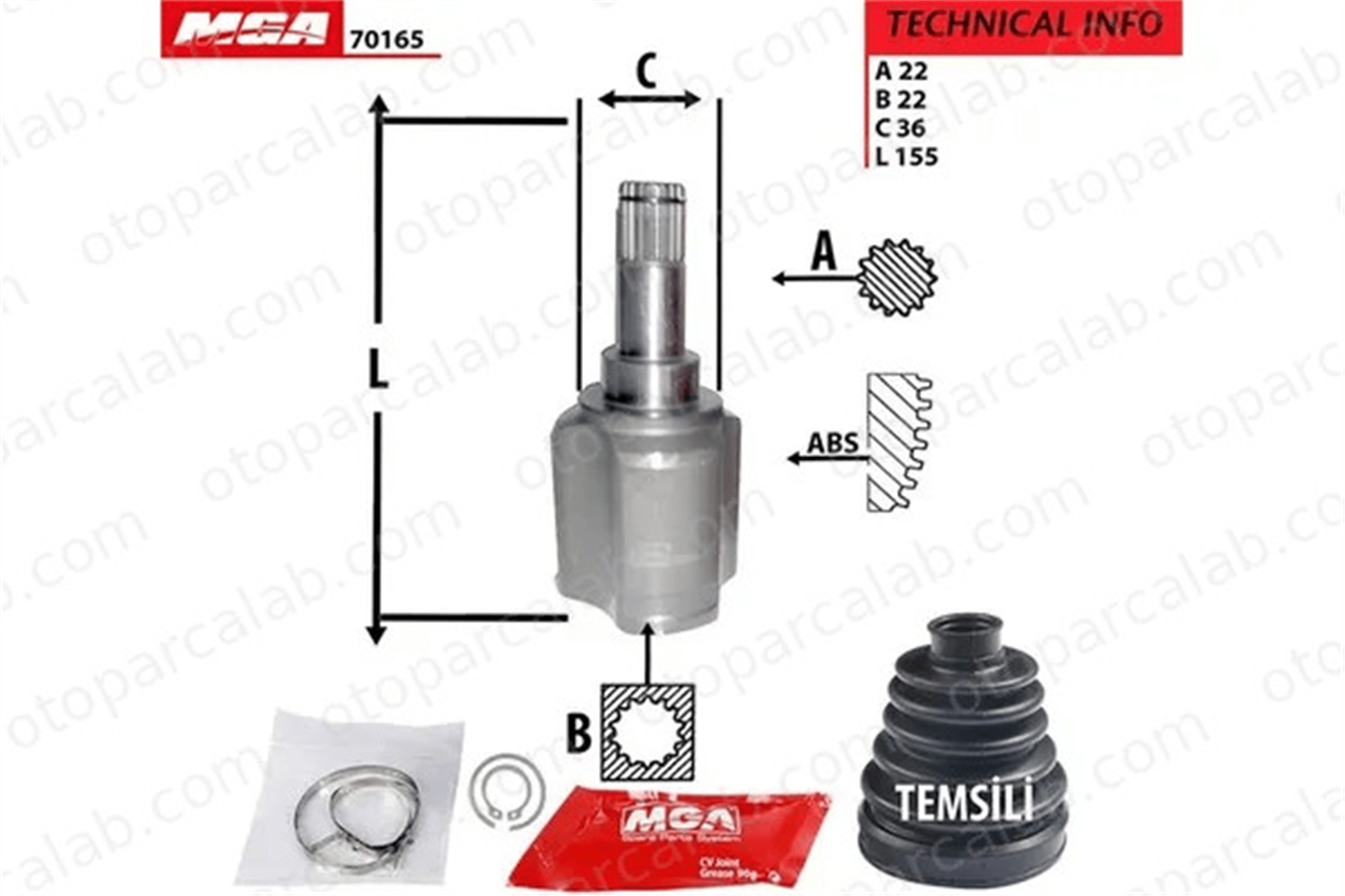 MGA 70165 Aks Kafası Ön İç Sağ veya Sol FIAT PANDA LANCIA YPSILON 55182803 46307884