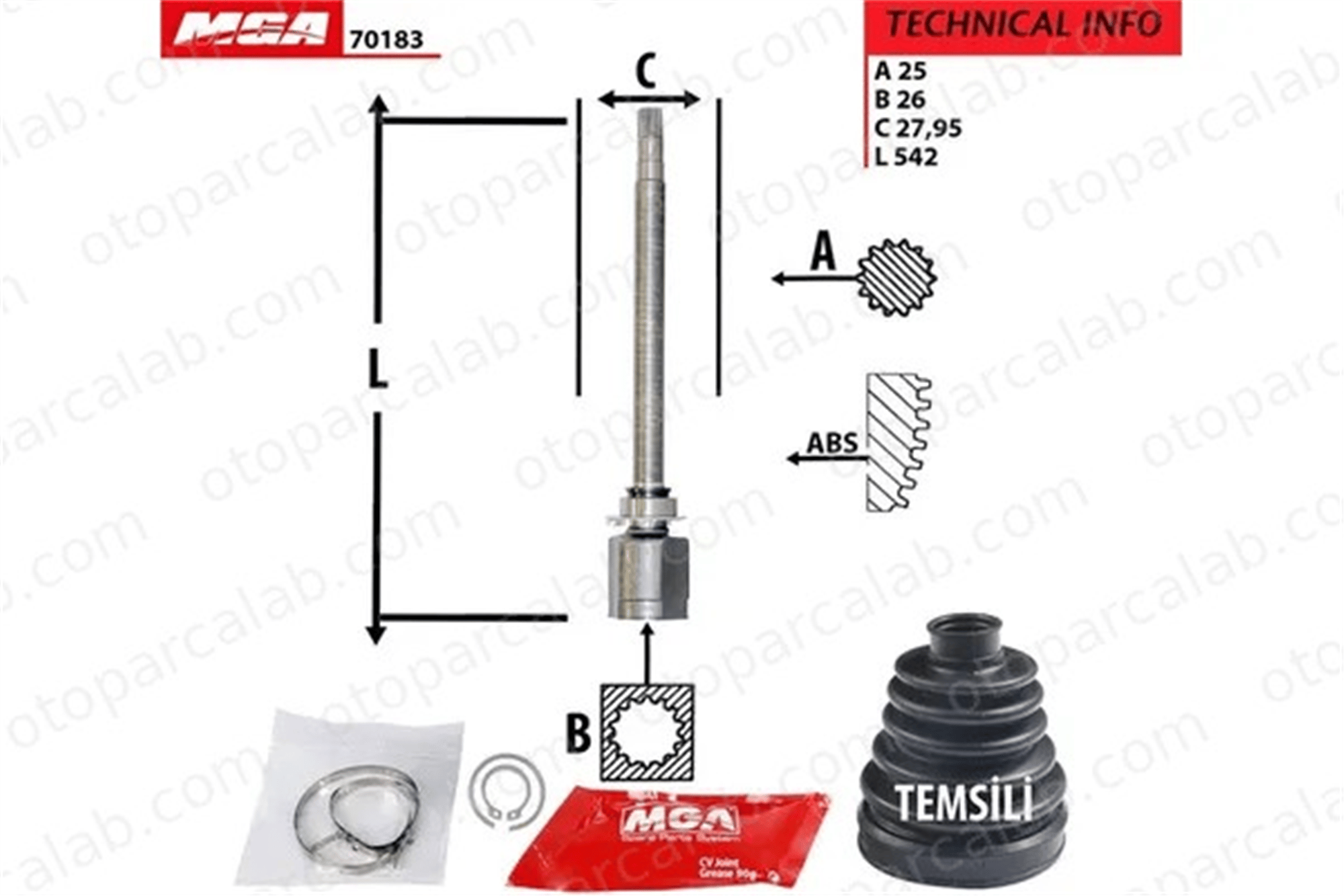 MGA 70183 Aks Kafası Ön İç Sağ FIAT DOBLO Cargo DOBLO Minibüs/Otobüs 55214684