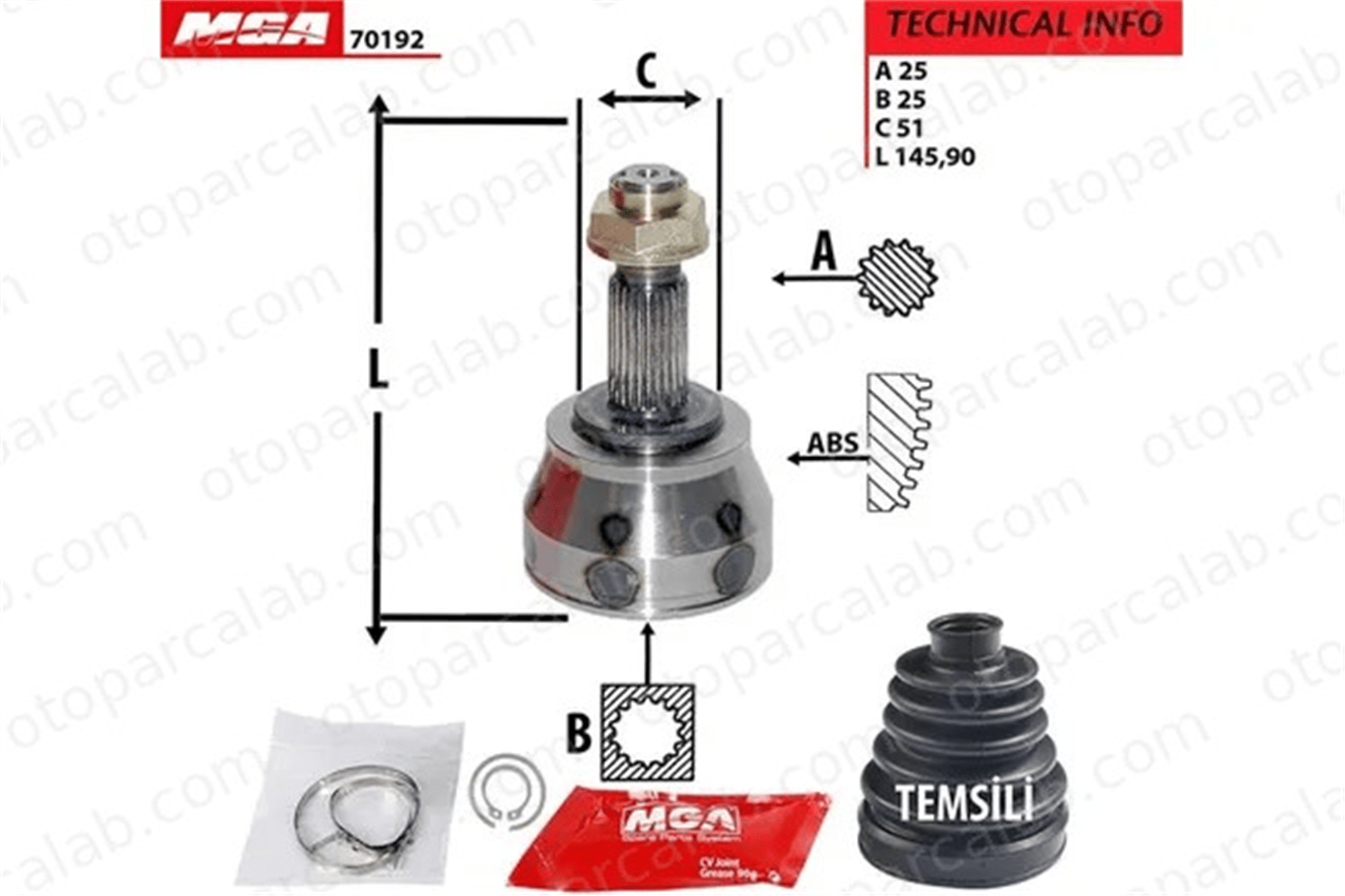 MGA 70192 Aks Kafası Ön Dış Sağ veya Sol ALFA ROMEO MITO FIAT BRAVO II 46308551 46308463