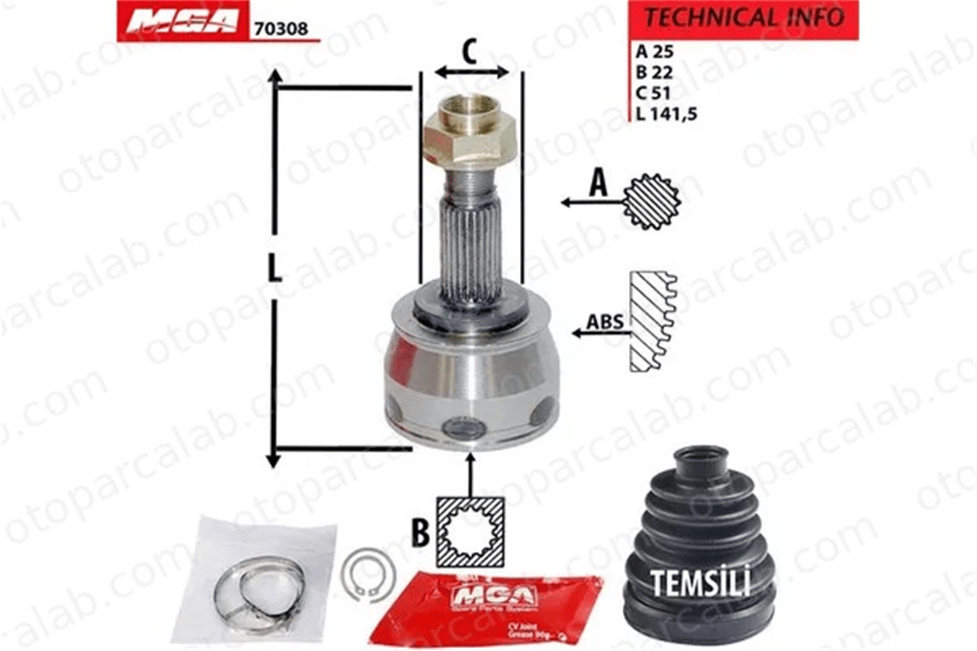MGA 70308 Aks Kafası Ön Dış Sağ veya Sol FIAT PANDA 500 3272sl 46308671