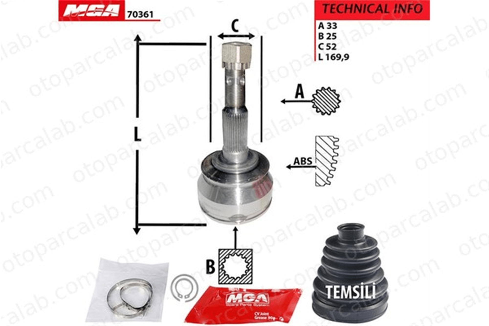 MGA 70361 Aks Kafası Ön Dış Sağ veya Sol OPEL ASTRA F Station wagon ASTRA F 374049 199051483