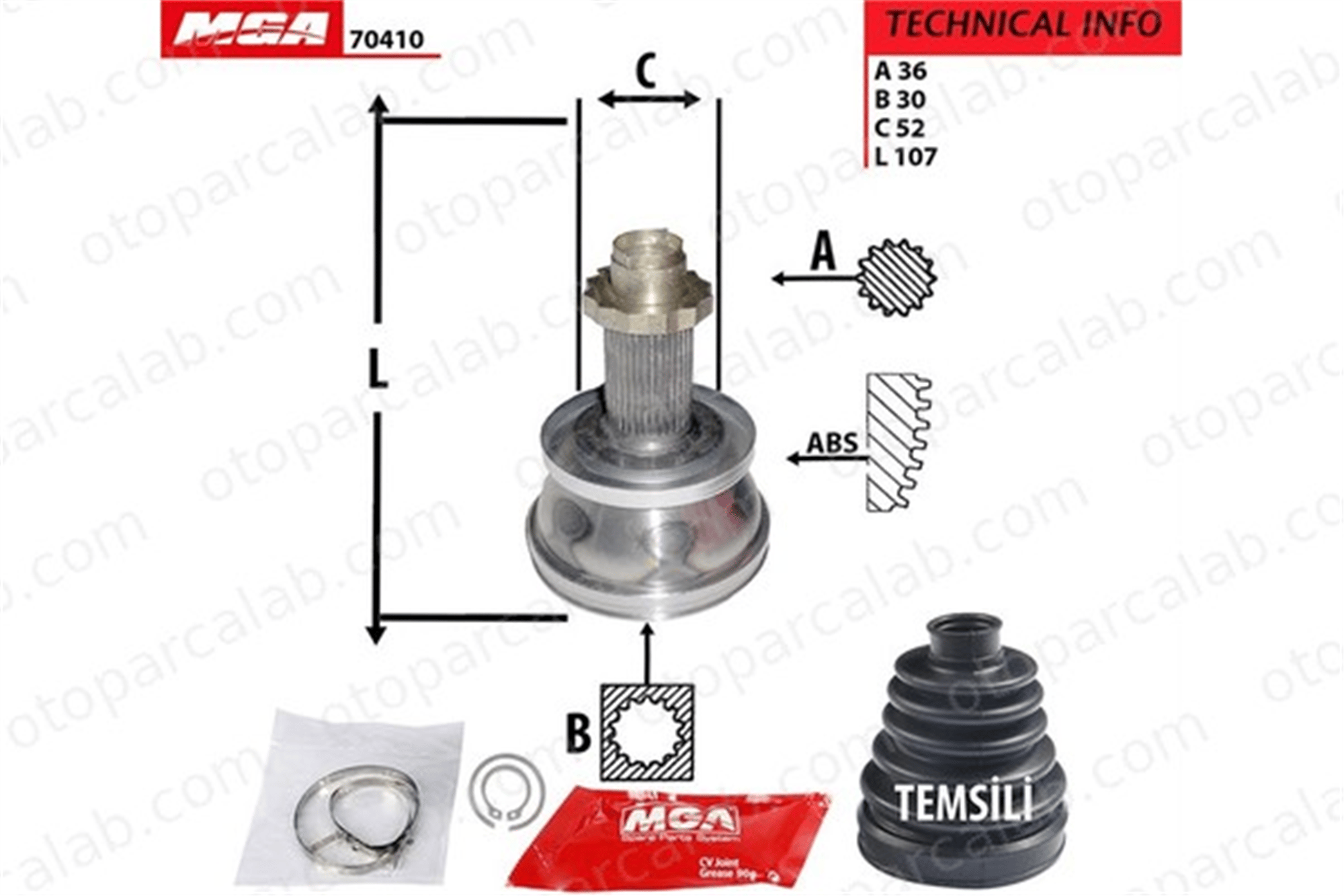 MGA 70410 Aks Kafası Ön Dış Sağ veya Sol VW POLO SKODA FABIA I Combi 6R0498099 6R0498099X