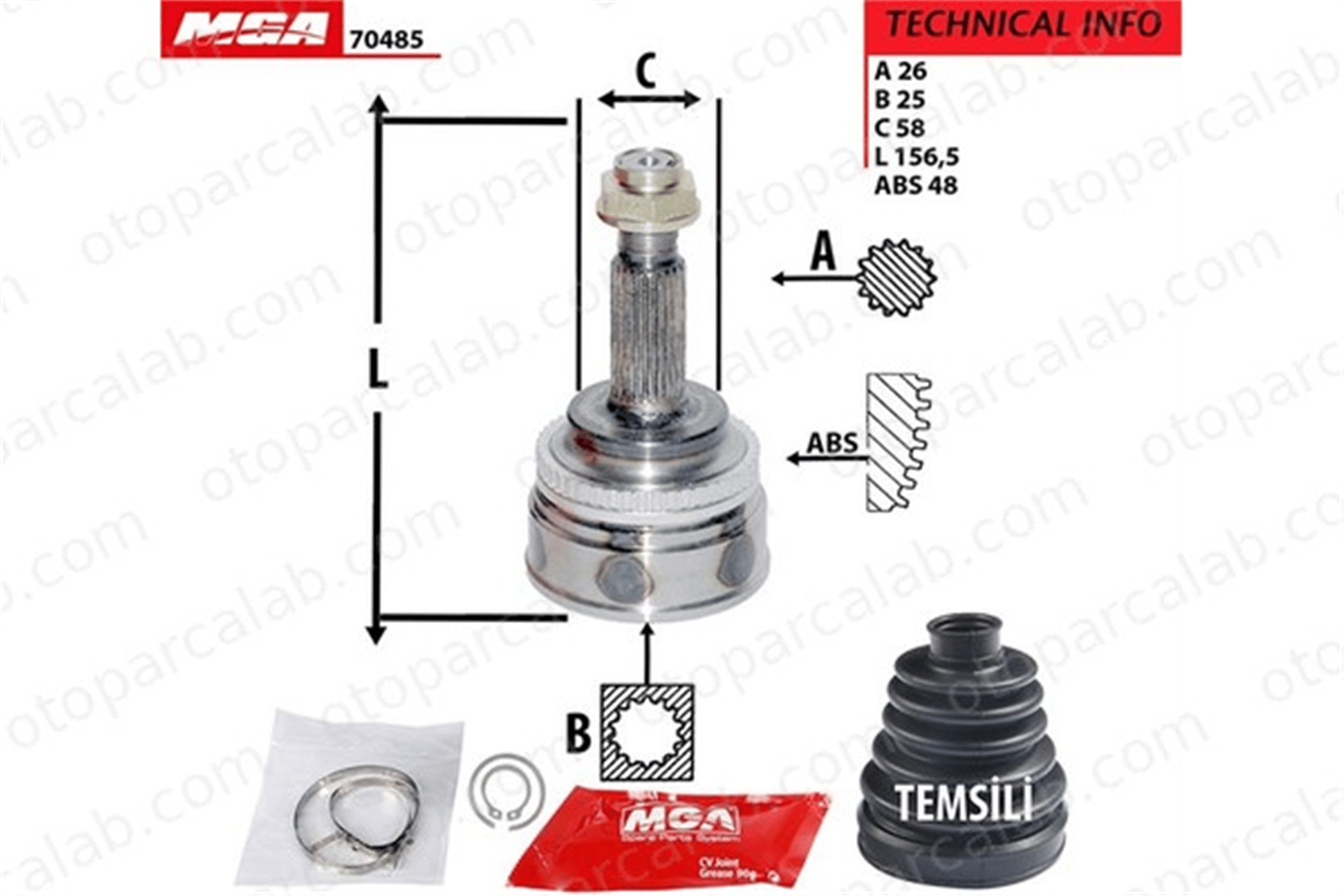 MGA 70485 Aks Kafası Ön Dış Sağ veya Sol TOYOTA AVENSIS Station wagon AVENSIS Sedan 4347009A15 4341002270