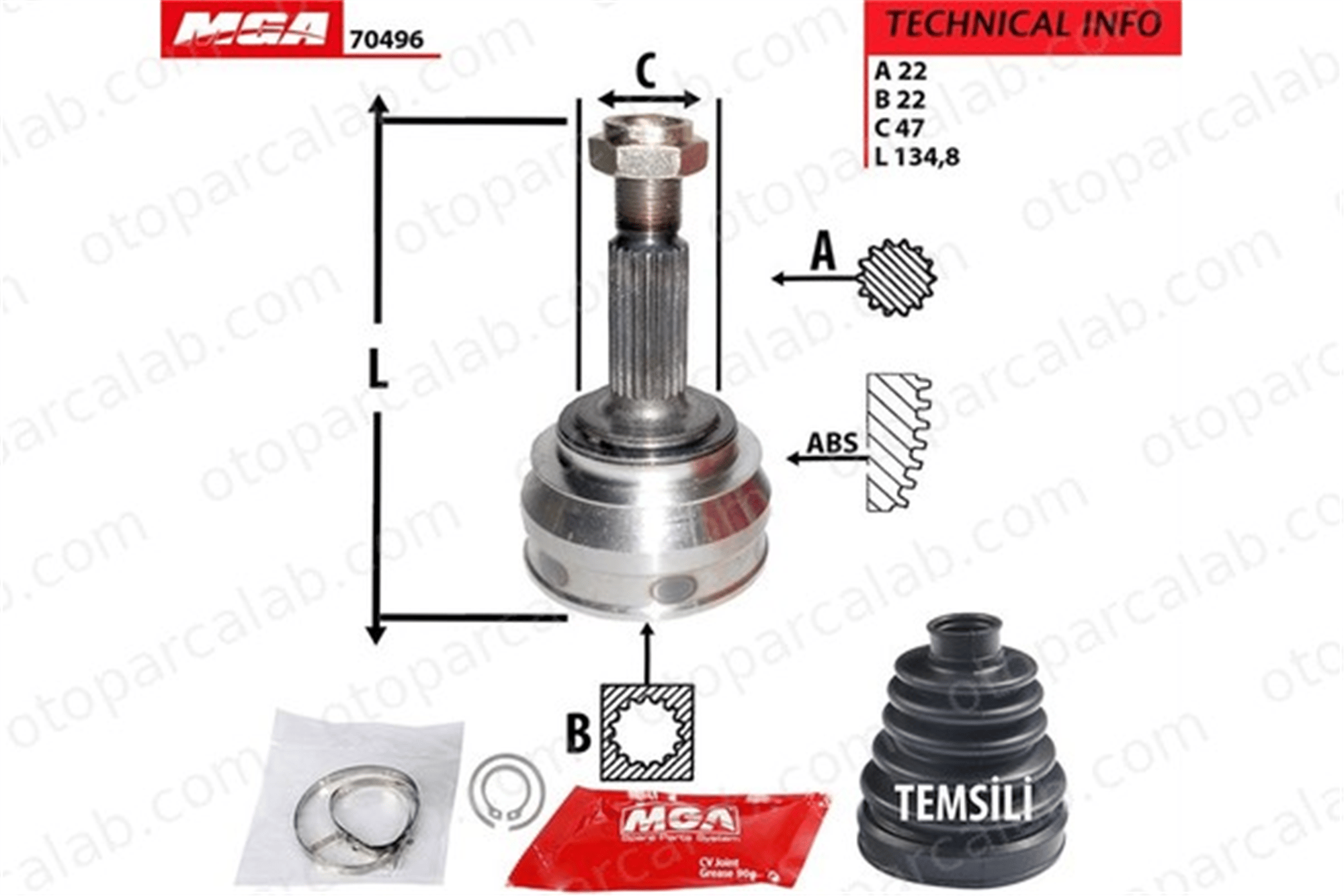 MGA 70496 Aks Kafası Ön Dış Sağ veya Sol SKODA FAVORIT FELICIA I 6U0407311 115420174