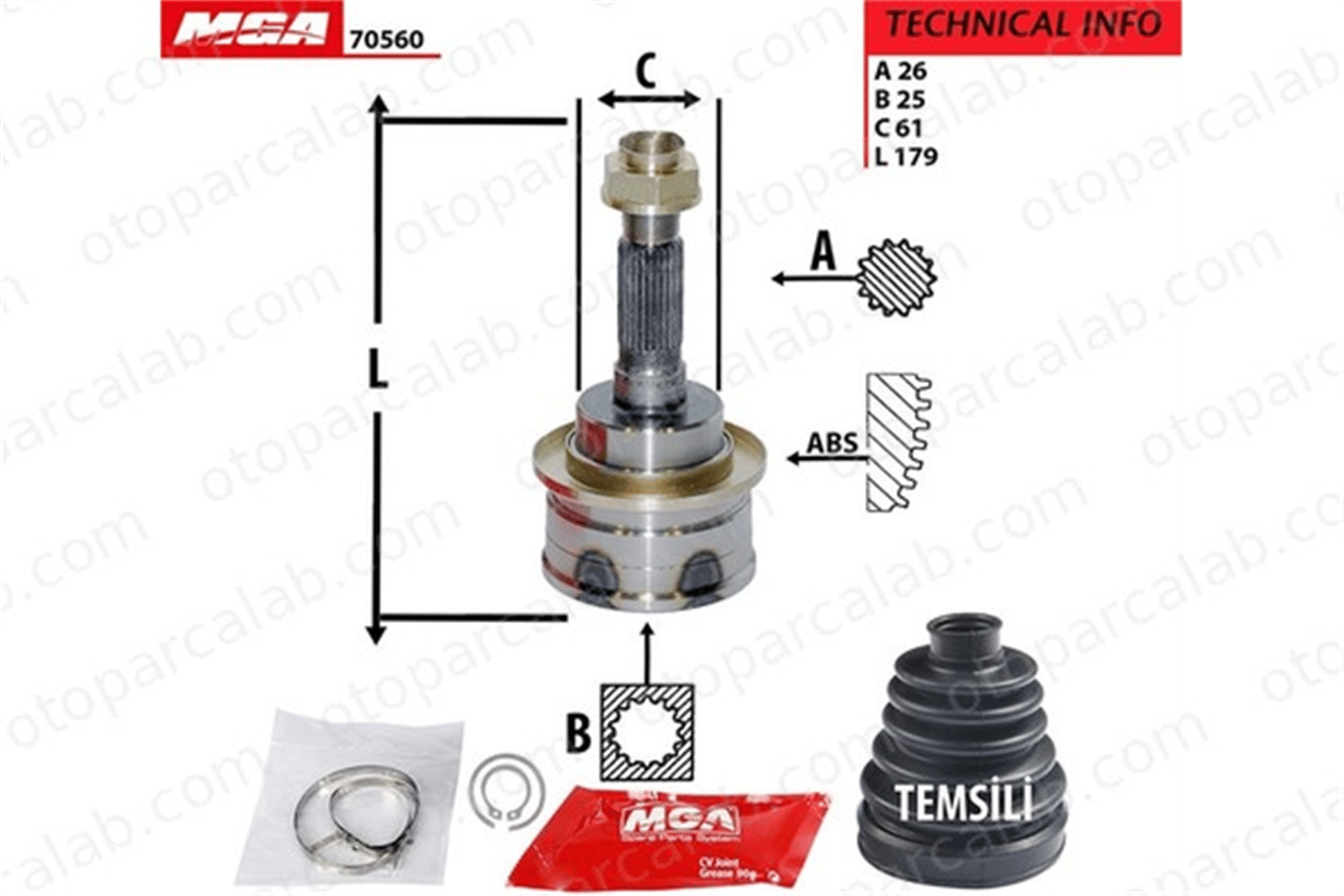 MGA 70560 Aks Kafası Ön Dış Sağ veya Sol FORD RANGER MAZDA B-SERIE 2M353B437AA 1328615