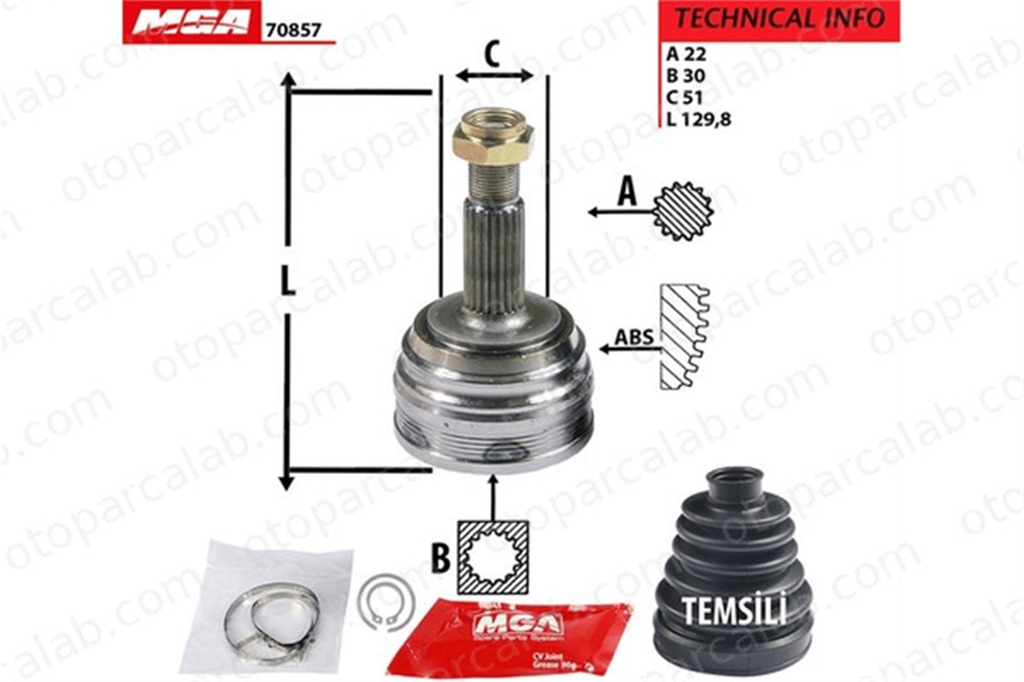 MGA 70857 Aks Kafası Ön Dış Sağ veya Sol VW GOLF II JETTA II 191498099F 6N0498099