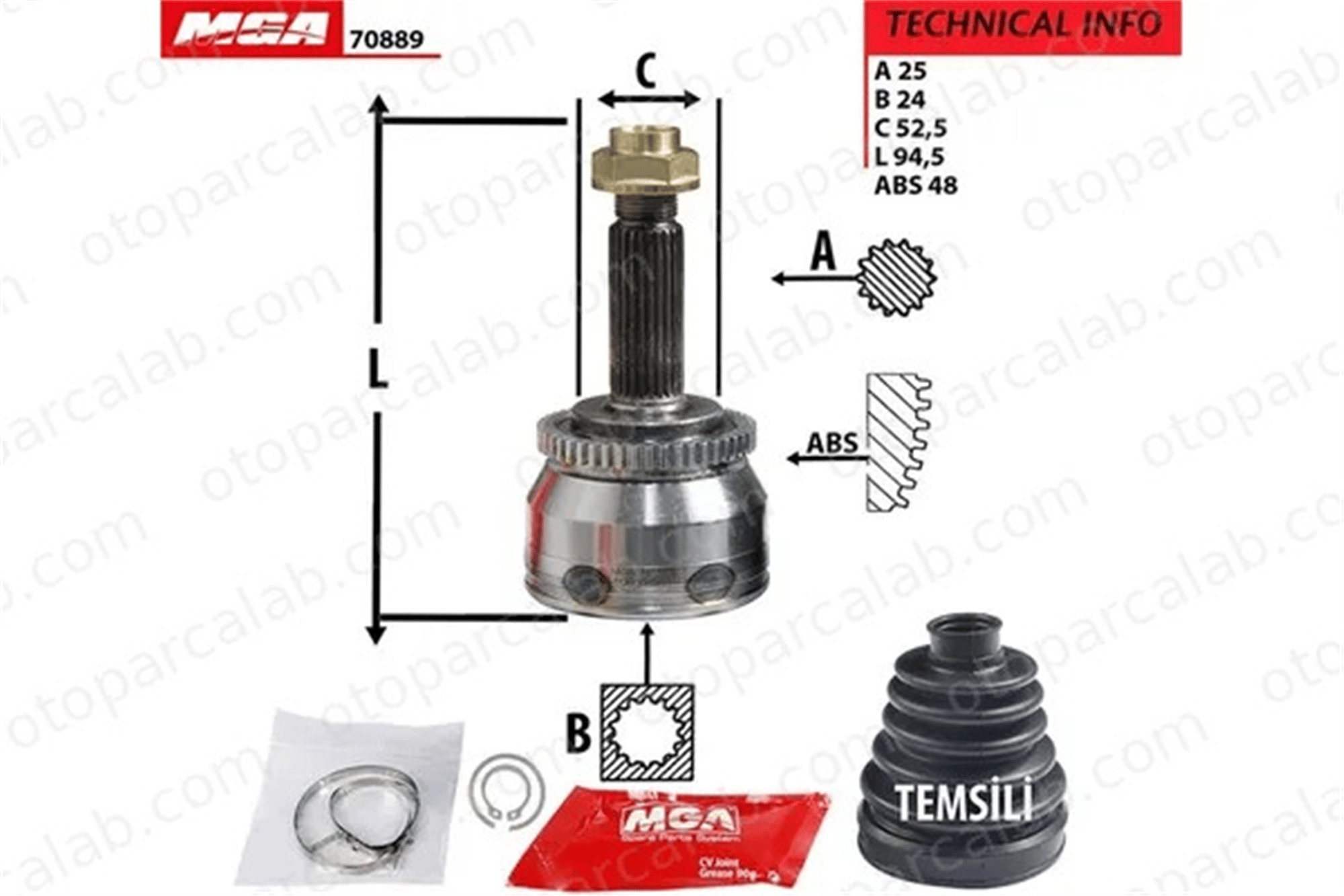 MGA 70889 Aks Kafası Ön Dış Sağ veya Sol HYUNDAI i20 I 495001R300 495001J400