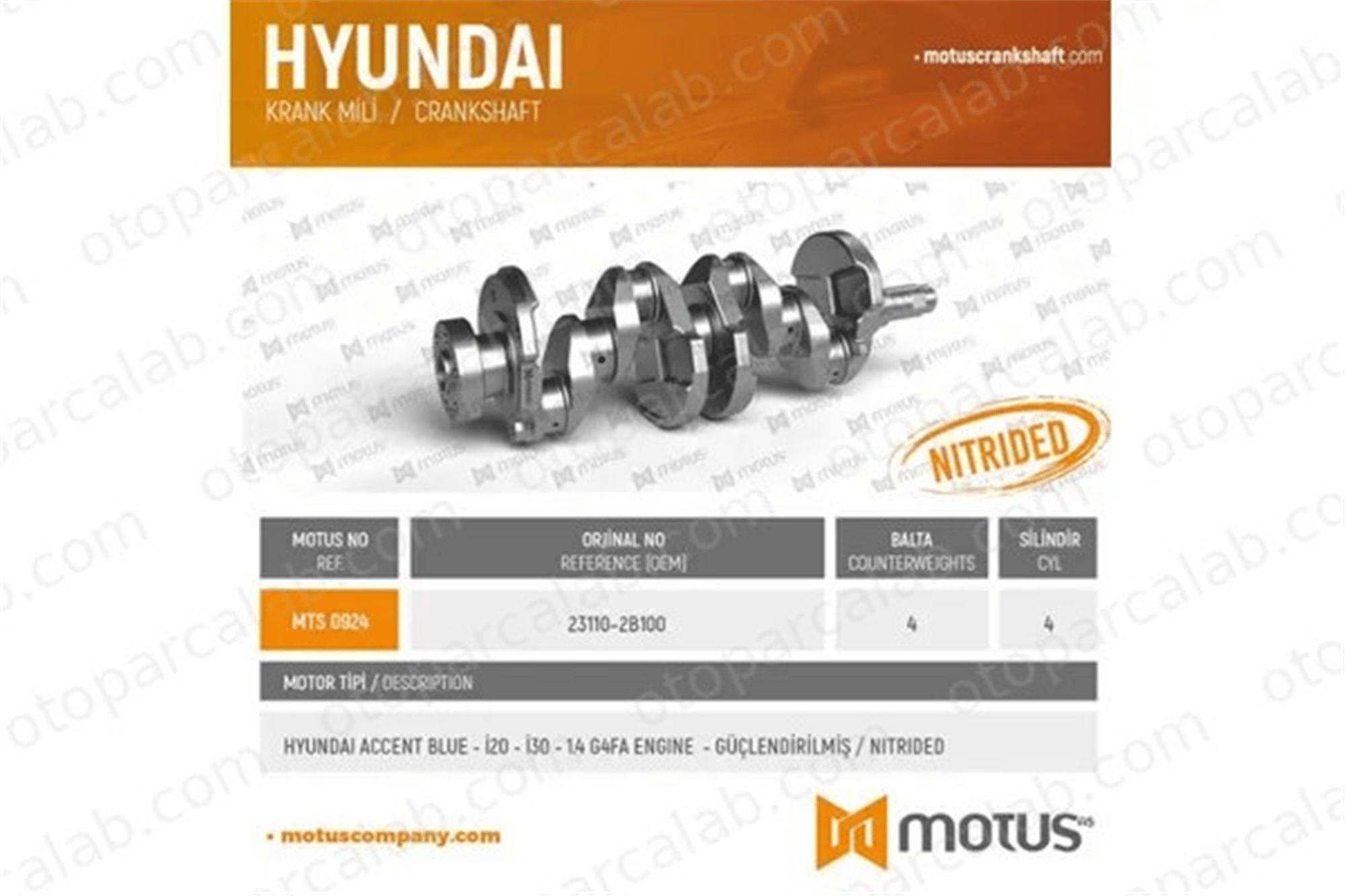 MOTUS 0924 Krank HYUNDAI i30 KIA CEE'D SW 231102B100