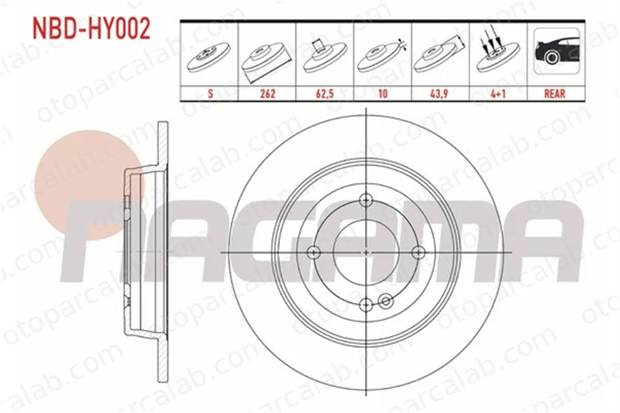 NAGAMA NBD-HY002 Fren Disk Ayna Arka Sağ ve Sol HYUNDAI i20 II KIA RIO IV 584110U300 58411C8000
