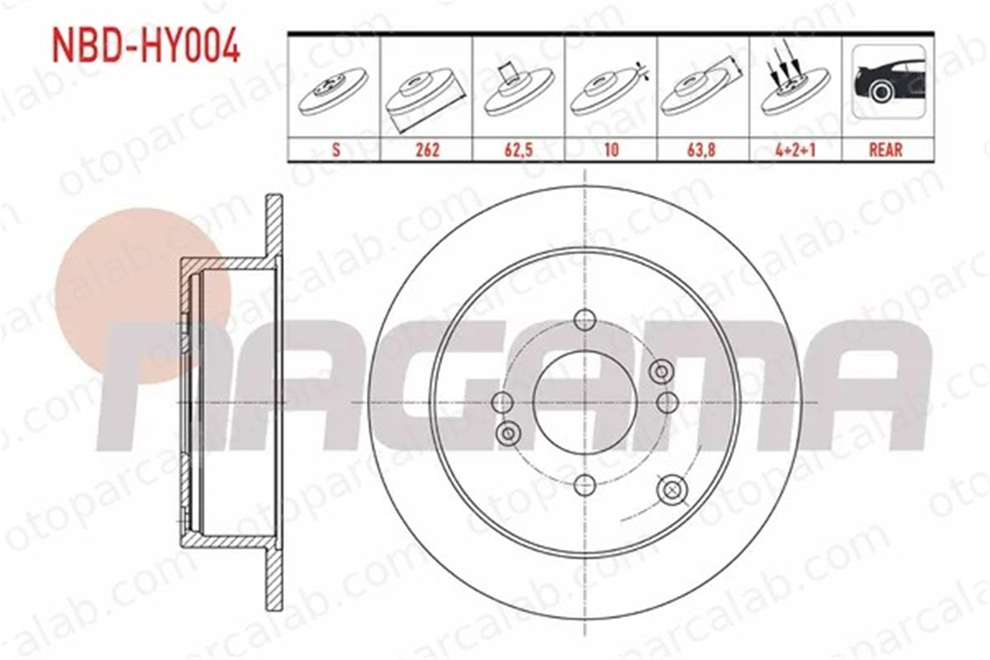 NAGAMA NBD-HY004 Fren Disk Ayna Arka Sağ ve Sol MERCEDES-BENZ E-SERISI E-SERISI T-Model 58411 1C800