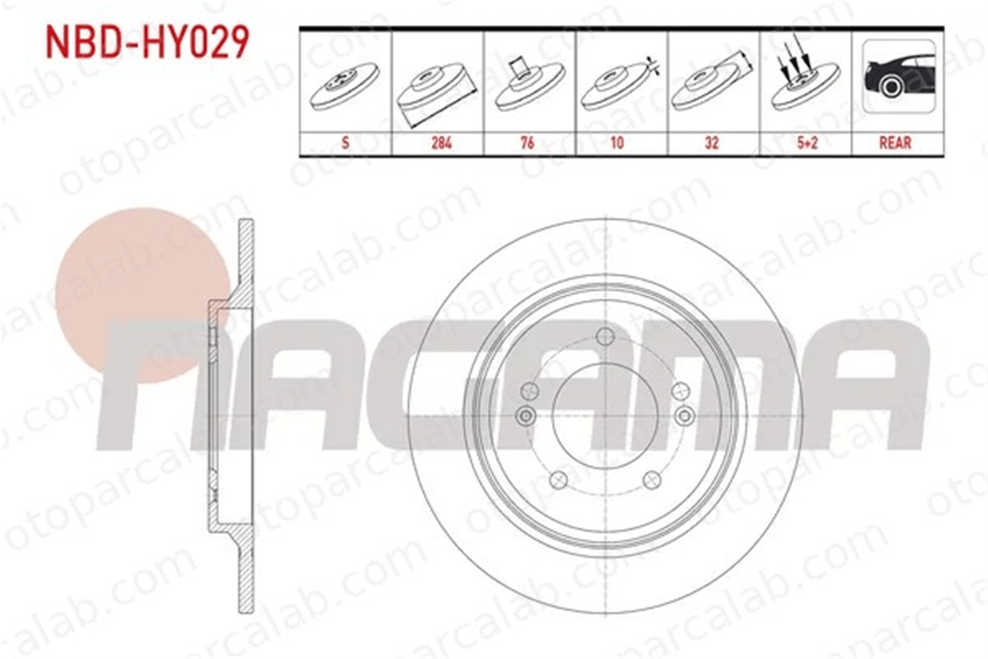 NAGAMA NBD-HY029 Fren Disk Ayna Arka Sağ ve Sol MERCEDES-BENZ E-SERISI E-SERISI T-Model 58411 3R700